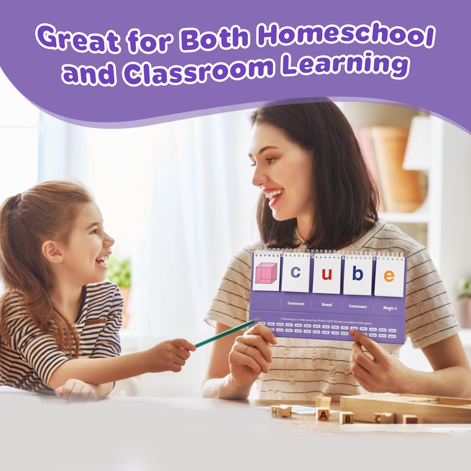 Aizweb Aizweb Magic E Word Games,Phonics Games Flash Card for Preschool Kindergarten Classroom Must Haves,Spelling Reading Learning Games,Speech Therapy Montessori Educational Toy Gift for Kid 3 4 5 Year Old