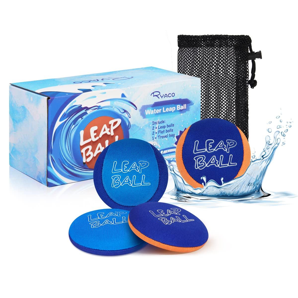 Ryaco Ryaco Leap Ball Water Skipping Ball Pool Balls - 4 Pack Bouncing Ball Beach Ball for All Ages - Extreme Water Bathing Fun with Your Friends & Family at The Beach, Lake, Pool, River or Lake