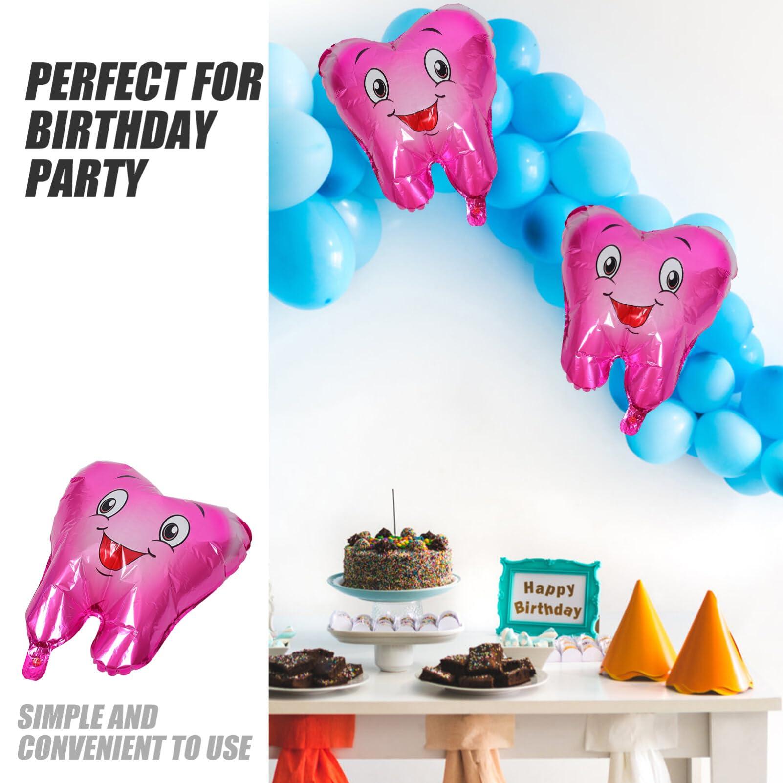 Zerodeko Zerodeko Tooth Shaped Balloons, 4pcs Teeth Themed Balloons Tooth Inflatable Balloons Baby Shower Balloons for Tooth Themed Birthday Party Decorations Rosy