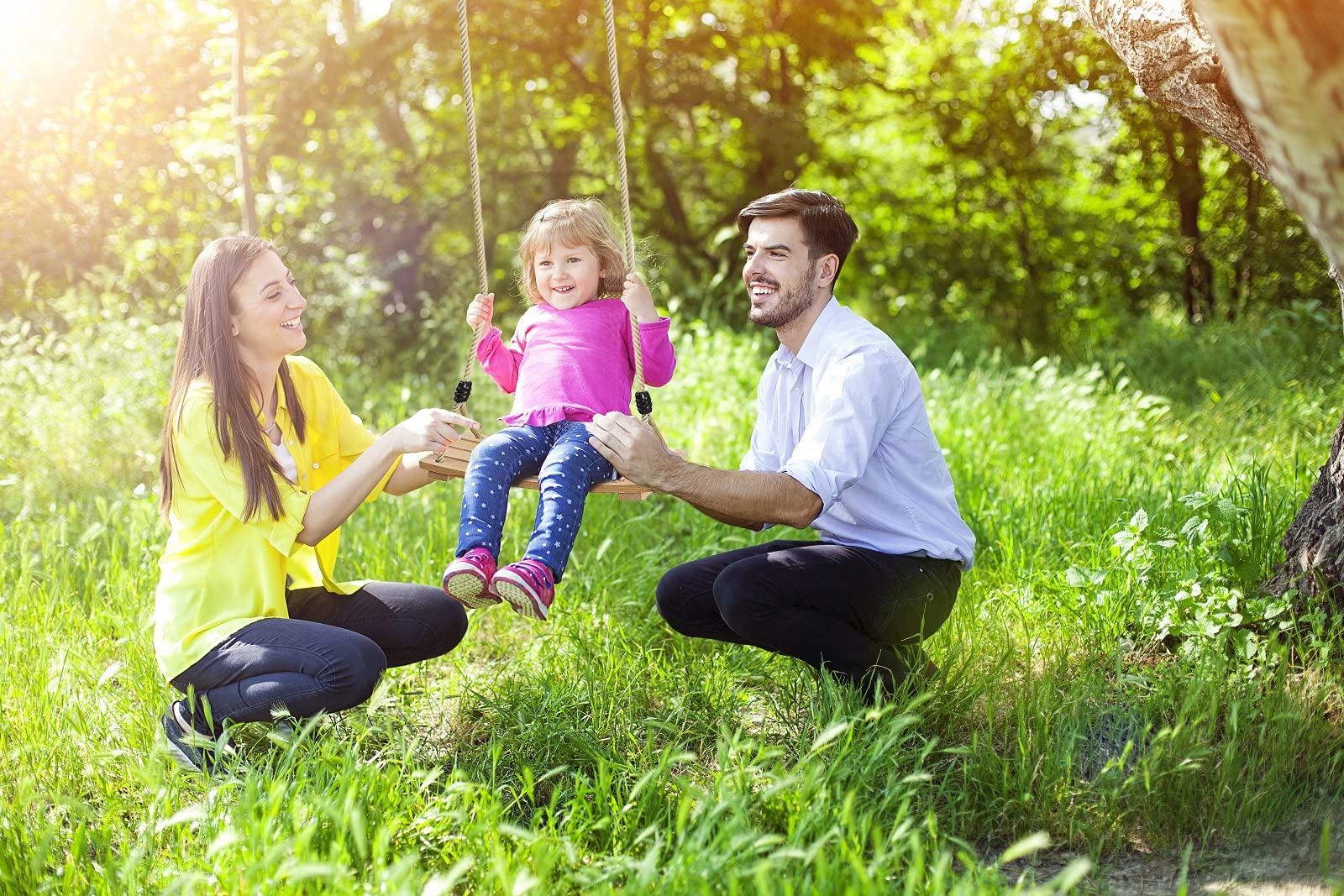 PELLOR PELLOR Wood Tree Swing Seat, Indoor Outdoor Rope Wooden Swing Set for Children Adult Kids 17.7x7.9x0.6 inch