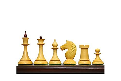 Generic 1950\'s Soviet Latvian Reproduced Weighted Chess Set in Crimson Golden Rosewood | Russian USSR Weighted Chess Pieces | King 4.0\"