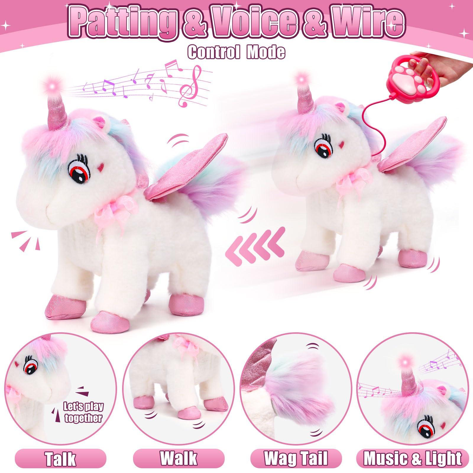 G.C G.C Unicorns Gifts for Girls Toys 3 4 5 6 Year Old, Walking Talking Electronic Interactive Remote Control Plush Unicorn & Costume, Pretend Play Pet Care Toy Birthday Gift for Toddler Kid Girl Age 3+
