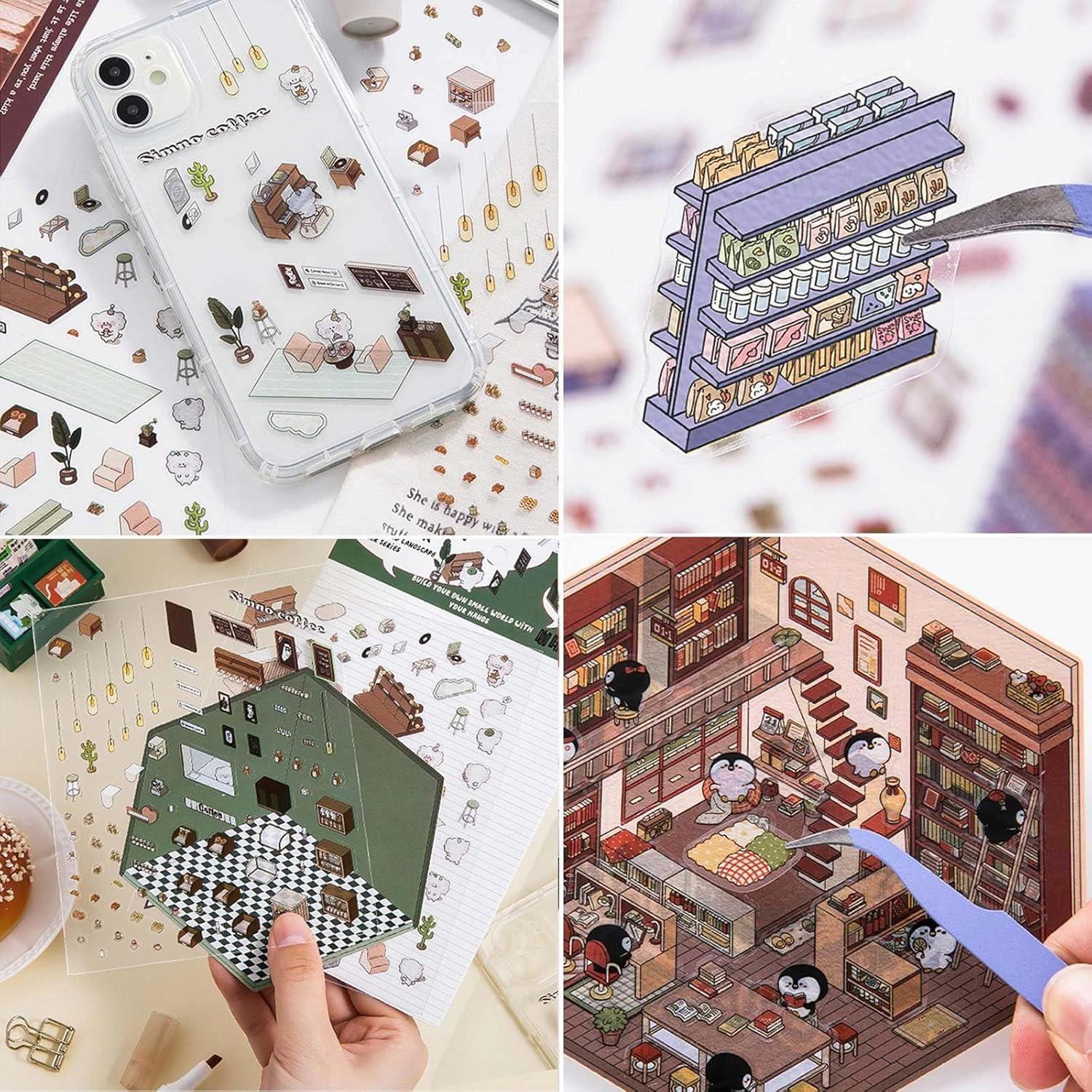 Isometric Stickers 3d Sticker Scene 2 Sets DIY 3D House Stickers, Fun DIY Make Your Own Stickers For Adults Kids Relief Stress Pass The Time, Fun Cute Room Sticker Book Sticker Room