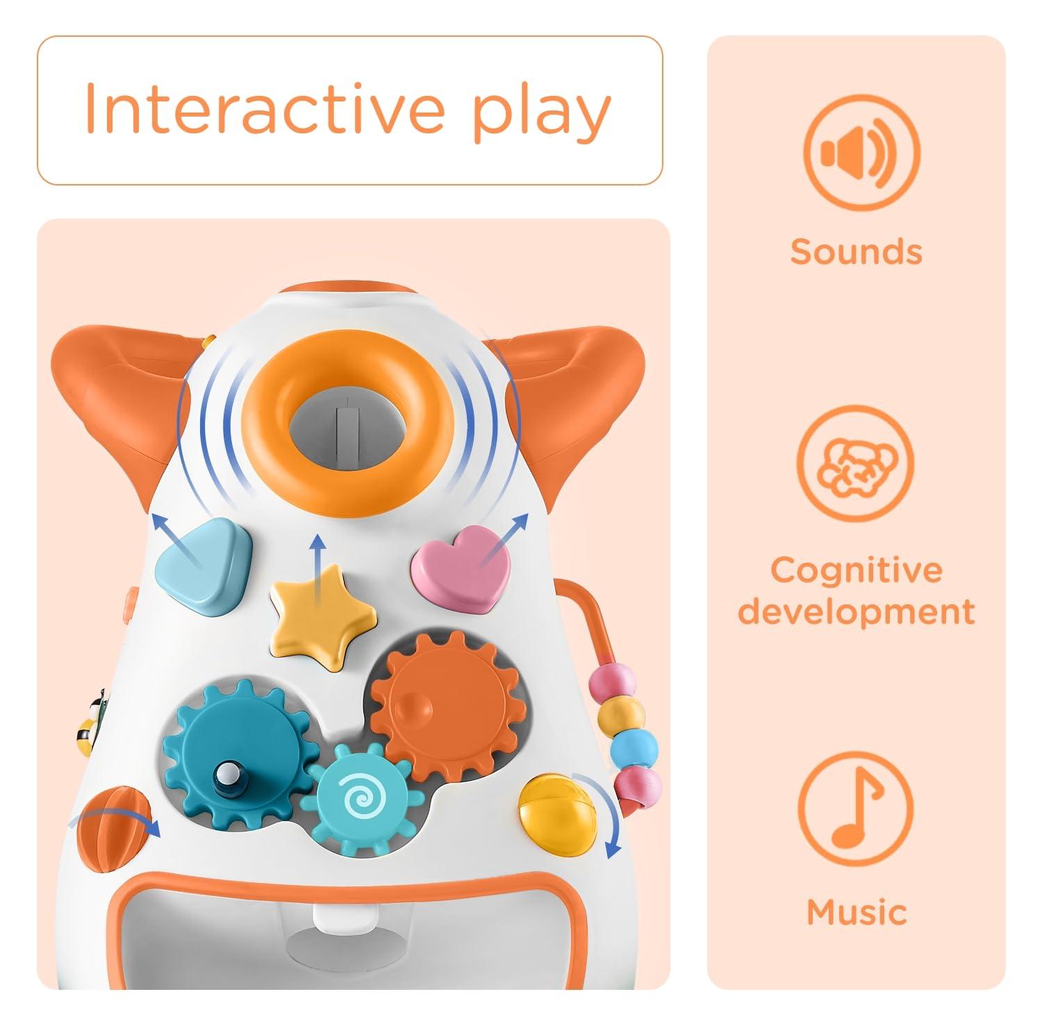 KÜB KÜB Interactive Baby Push Walker | Orange | Locking Wheels | Safe & Stable Design | Activity Walker | Baby Walker Toy | Toddler Push Toy | Learning Walker Toy | Infant Toys