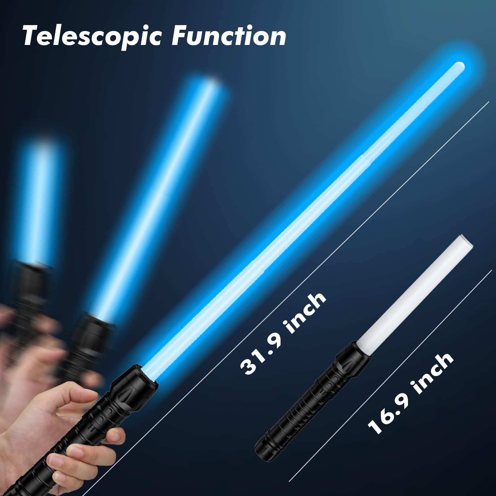Kenpora Kenpora Light Sabers for Kids, Light Up Saber for Birthday Halloween Party, Telescopic Extendable Light Sword with Motion Sensitive FX Sound for Boys Girls