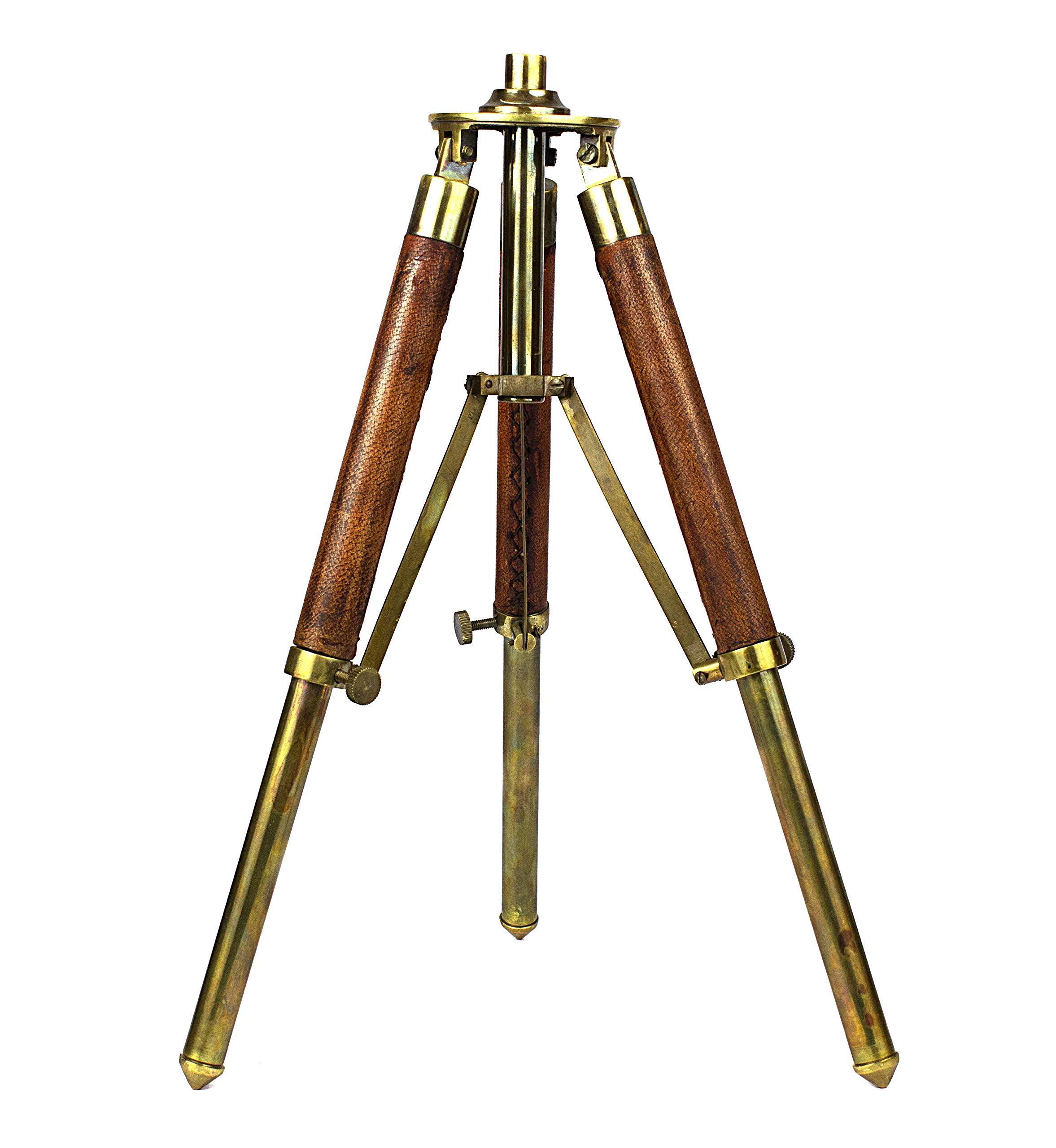 collectiblesBuy Double Barrel Table Dcor Antique Brass Telescope with Tripod Vintage Marine Functional Instrument Collectibles Item Leather Home Decor