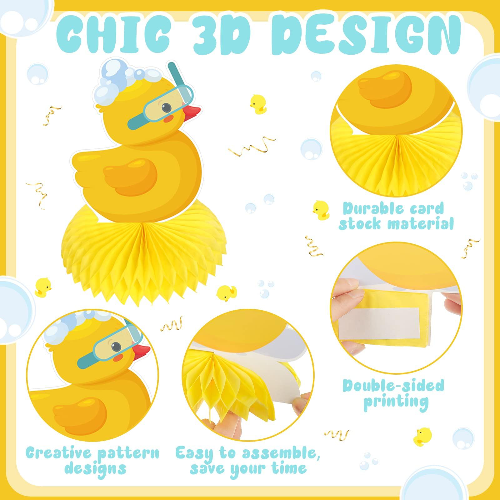 Teling Teling 12 Pcs Duck Birthday Decorations Duck Centerpieces 6 Inch Rubber Duck Themed Party Supplies Duck Theme Table Decor for Birthday Baby Shower Party Decorations