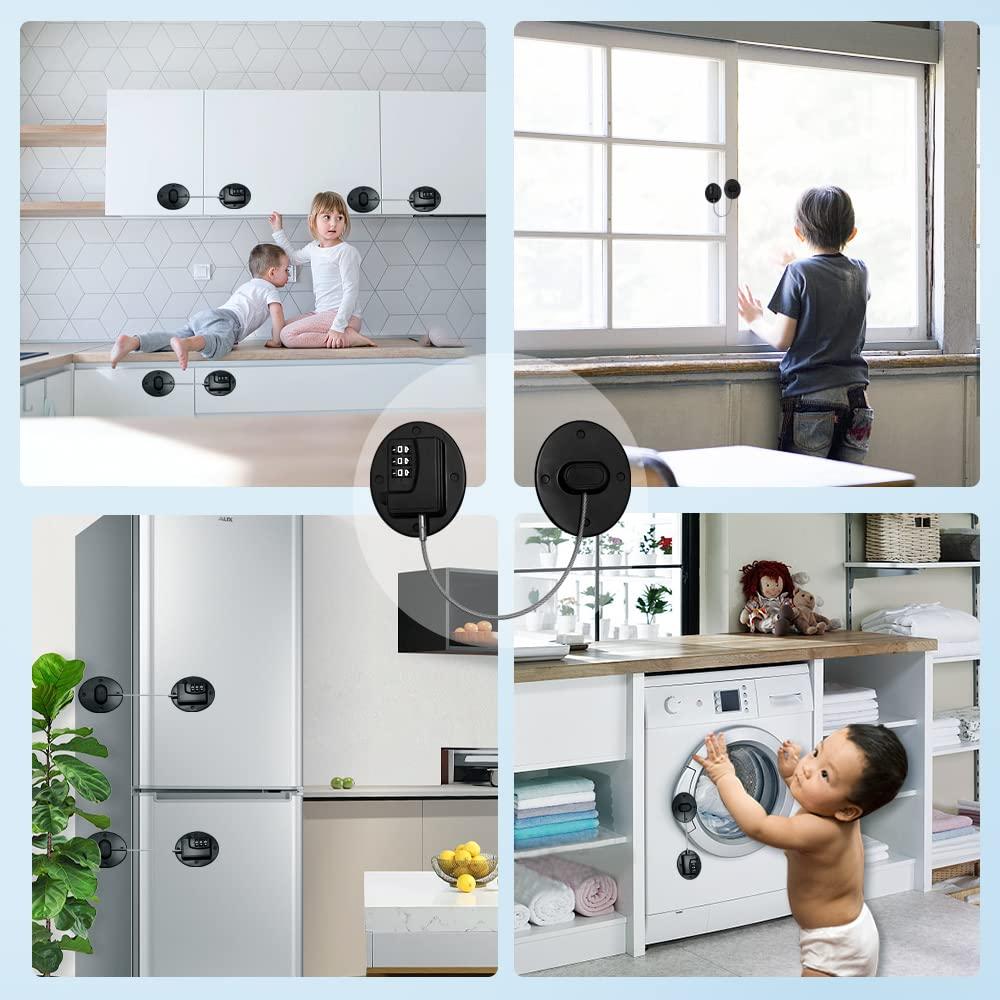 AOSITE AOSITE Mini Fridge Locks for Kids No Drill Refrigerator Locks for Adults Cupboard Lock Child Safety Locks for Cabinets Drawer Locks Freezer Lock Baby Proofing
