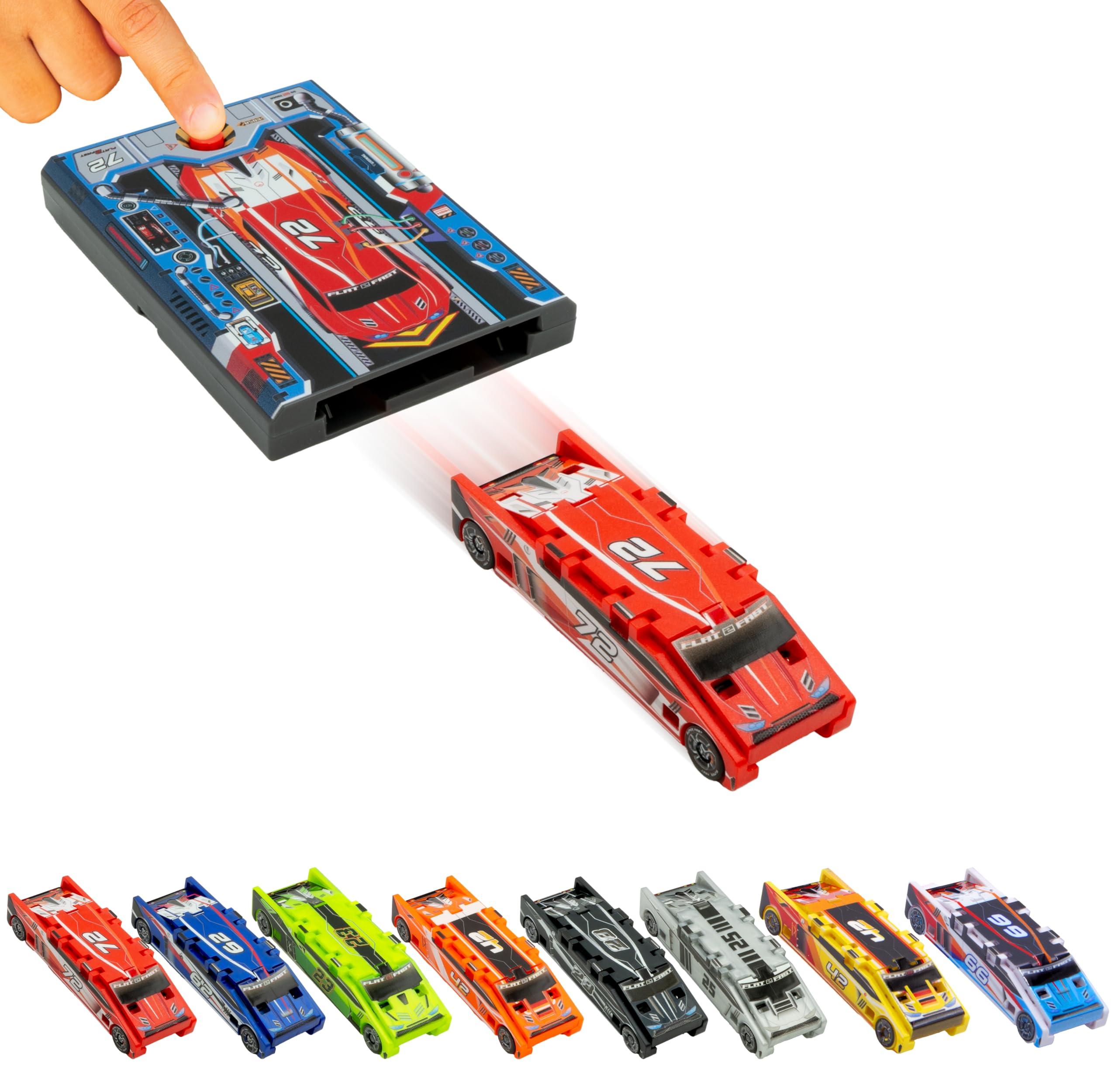 FLAT 2 FAST FLAT 2 FAST Red 72 Card Racer | Load, Launch, Race - Pocket-Sized Racecar Toy Ages 5 and up (Sold Each)