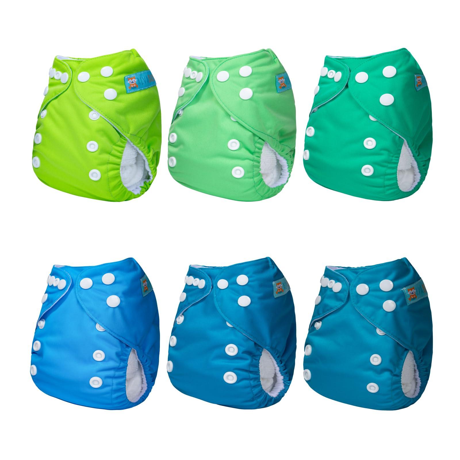 ALVABABY ALVABABY Newborn Cloth Diapers,Reusable Cloth Diaper for Preemie,6pcs Diaper Covers with 12 Newborn Diaper Inserts, Less Than 12pounds Baby