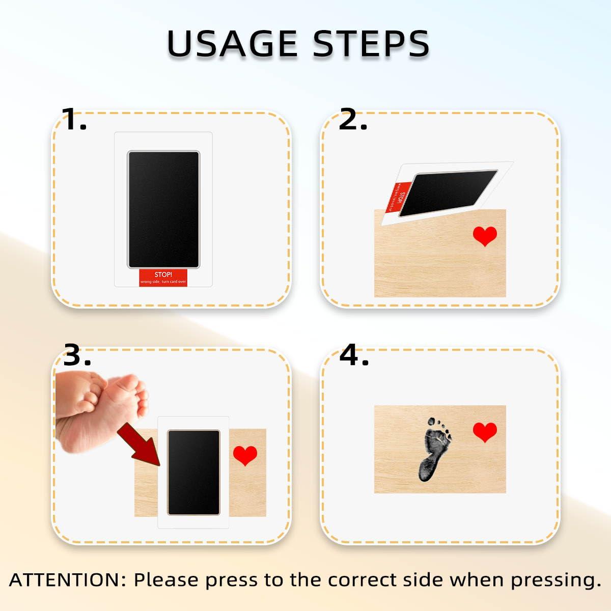 yuntop 2 Pack Inkless Hand and Footprint Kit Ink Pad for Baby Handprint or Footprints Dog Pet Paw Newborn Clean Touch Safe Print Stamp Pads Kit Inkless Hand Imprint Cards Family Memory Keepsake Gift (Black)