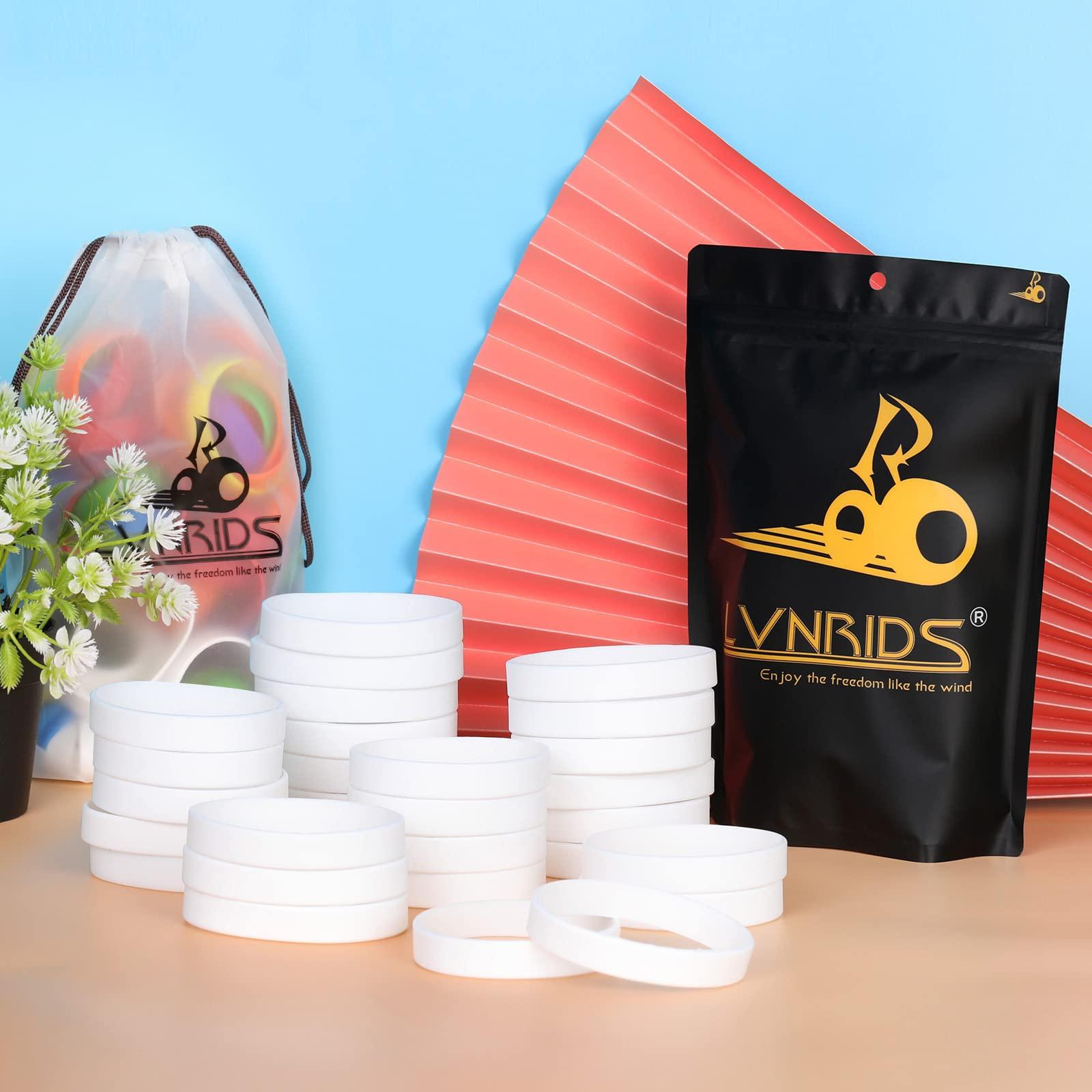 LVNRIDS LVNRIDS 100 PCS Silicone Bracelets Wristbands for kid, Sports Rubber Elastic Wristband Bracelet for Party Decorations Favors Set Pack White