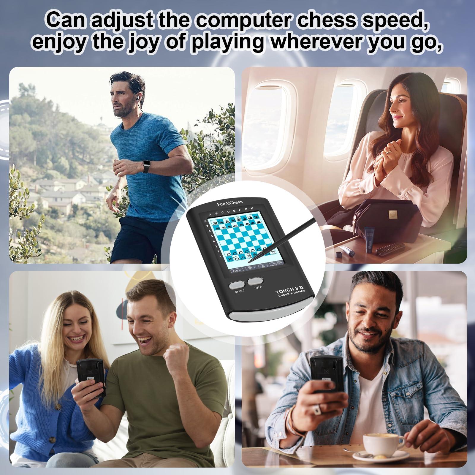 FunAiChess FunAiChess Handheld Electronic Chess Board 8 in 1 Touch Chess Computer Game Ai Chess Up Smart Electronic Chess Set for Adults, Kids,and Beginners Learn and Travel with Stylus Large LCD Display Gift