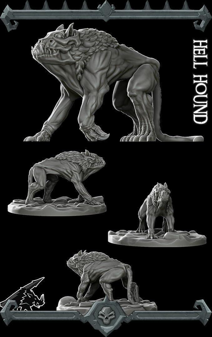 Generic Generic Cindersnarl, The Abyssal Tracker | Yeth Hound | Hellhound | Miniature for Tabletop Games Like D&D and War Gaming Medium, Gray, 02H013
