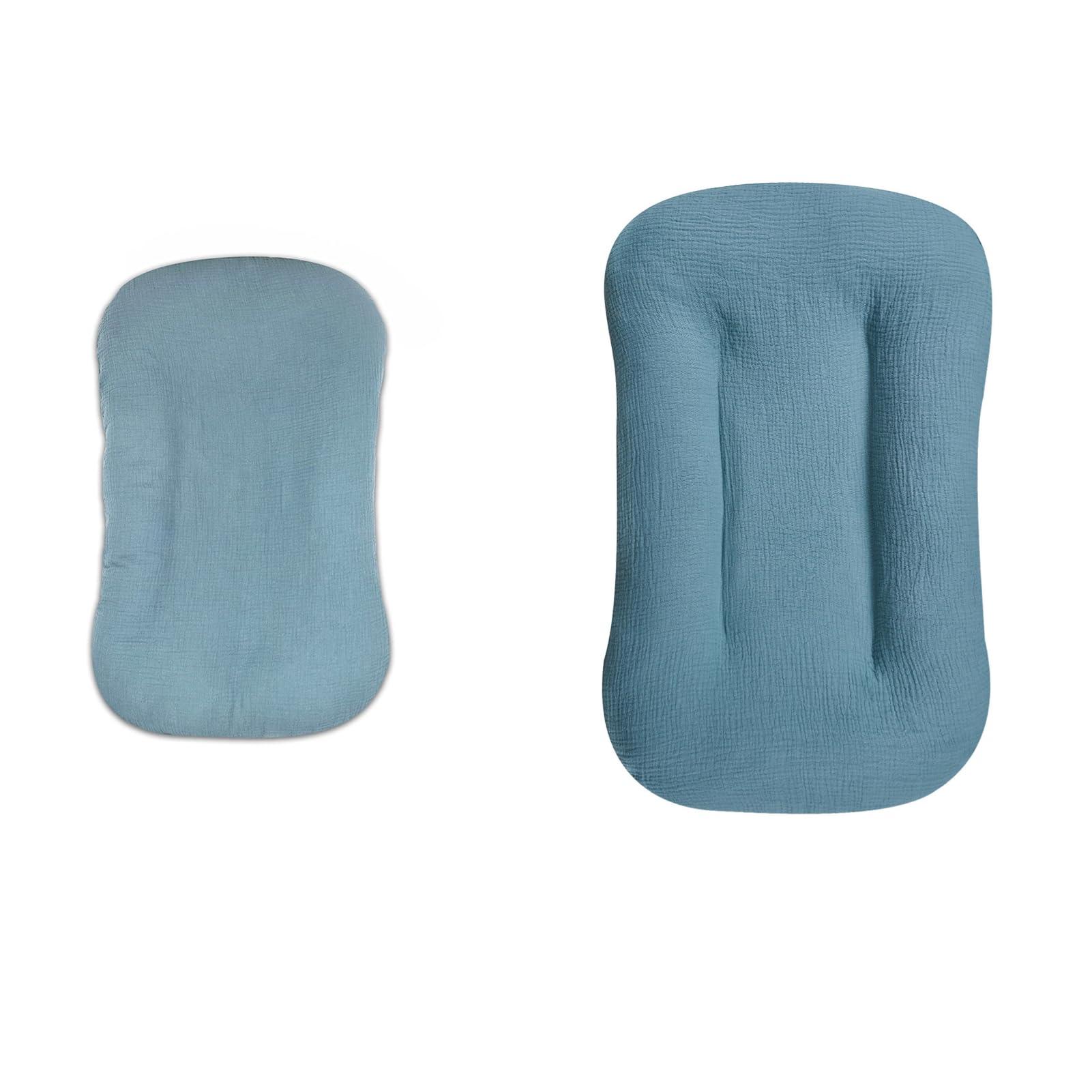 Hooyax Hooyax Muslin Lounger Cover for Baby and Toddler, Baby Lounger Cover & Toddler Lounger Cover for Boys Girls, 37 x 21 & 31.5 x 21 Inch, Blue