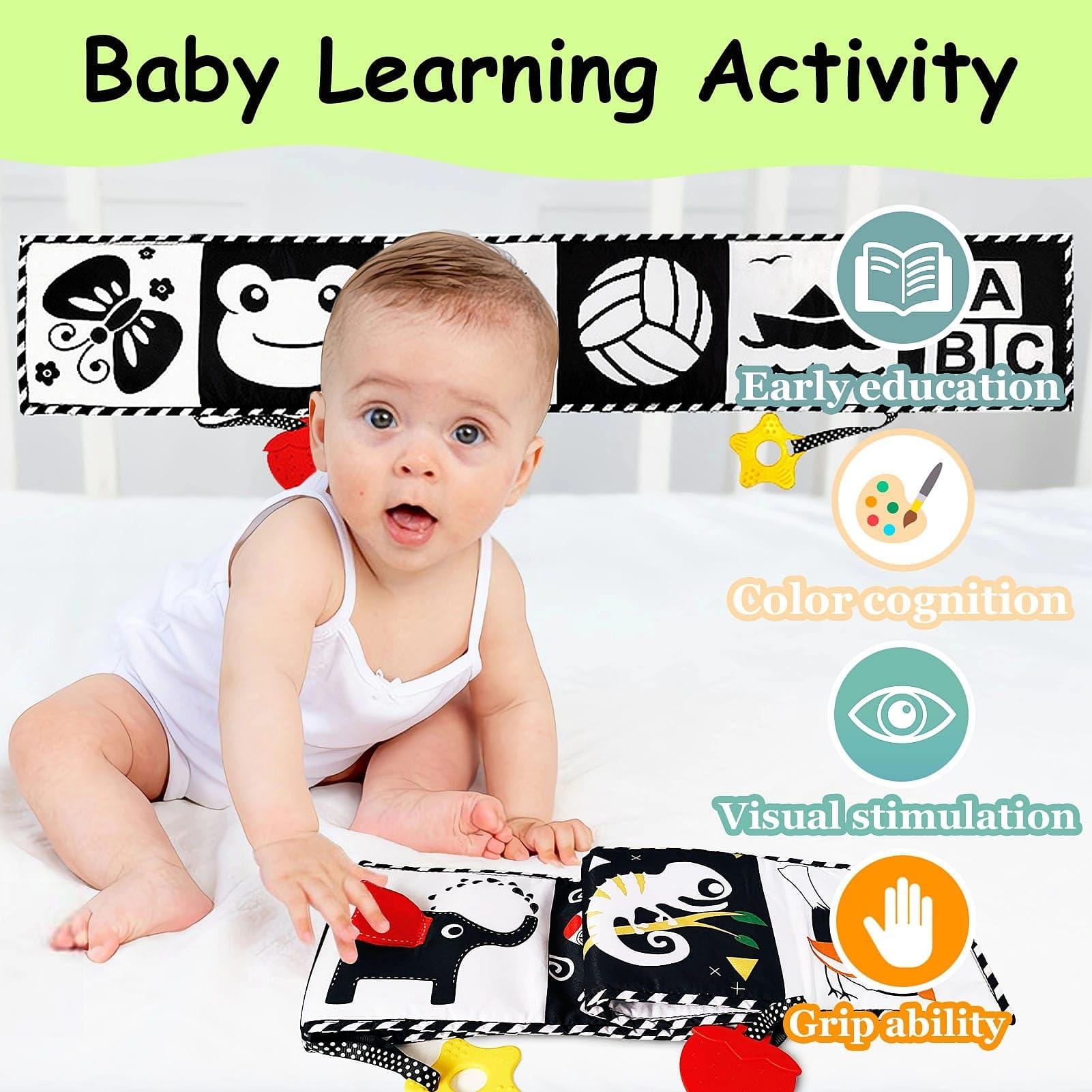 AGMJFN Black and White Baby Toys - High Contrast Baby Toys for Newborn Infant Montessori Sensory Toys 0-3 Months developmental toys Tummy Time Toys 6 7 8 9 10 11 12 month old baby must haves baby gifts