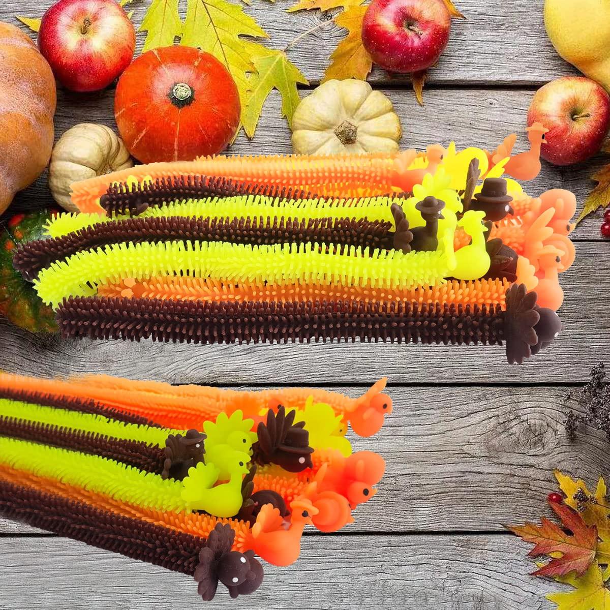Cherislpy Cherislpy 24 Pack Fall Decor Sensory Toys Turkey Stretchy Strings for Kids Students Stress Relief and Anti-Anxiety Toys Assortment Thanksgiving Party Favors (Thanksgiving)