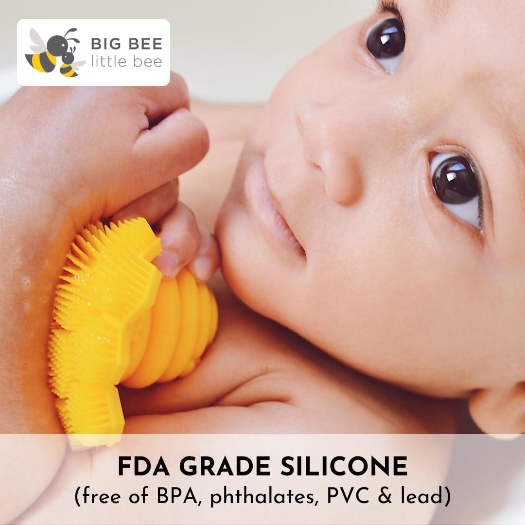 Big Bee, Little Bee Big Bee, Little Bee - Kids Original ScrubBEE, 100% Silicone Childrens Bath Scrubber, Promotes Effective Independent Hand & Body Washing, As Seen on Shark Tank (Hibiscus)