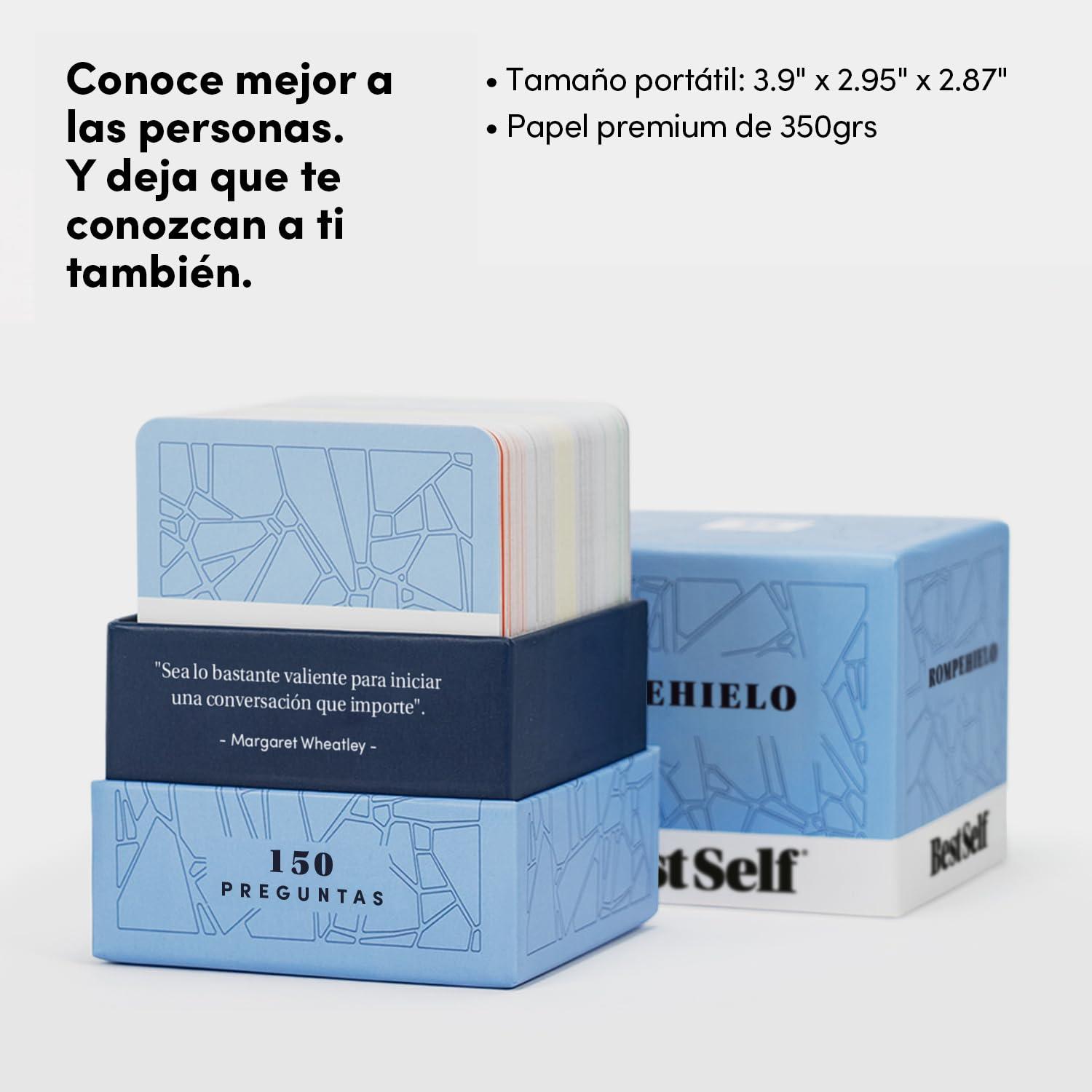 BestSelf Co. BestSelf Rompehielo (Icebreaker Spanish)  150 Prompt Conversation Cards - Ice Breaker Game for Creating Real Conversations, Building Connections - Perfect Playing Cards for Friends, Family, Dates