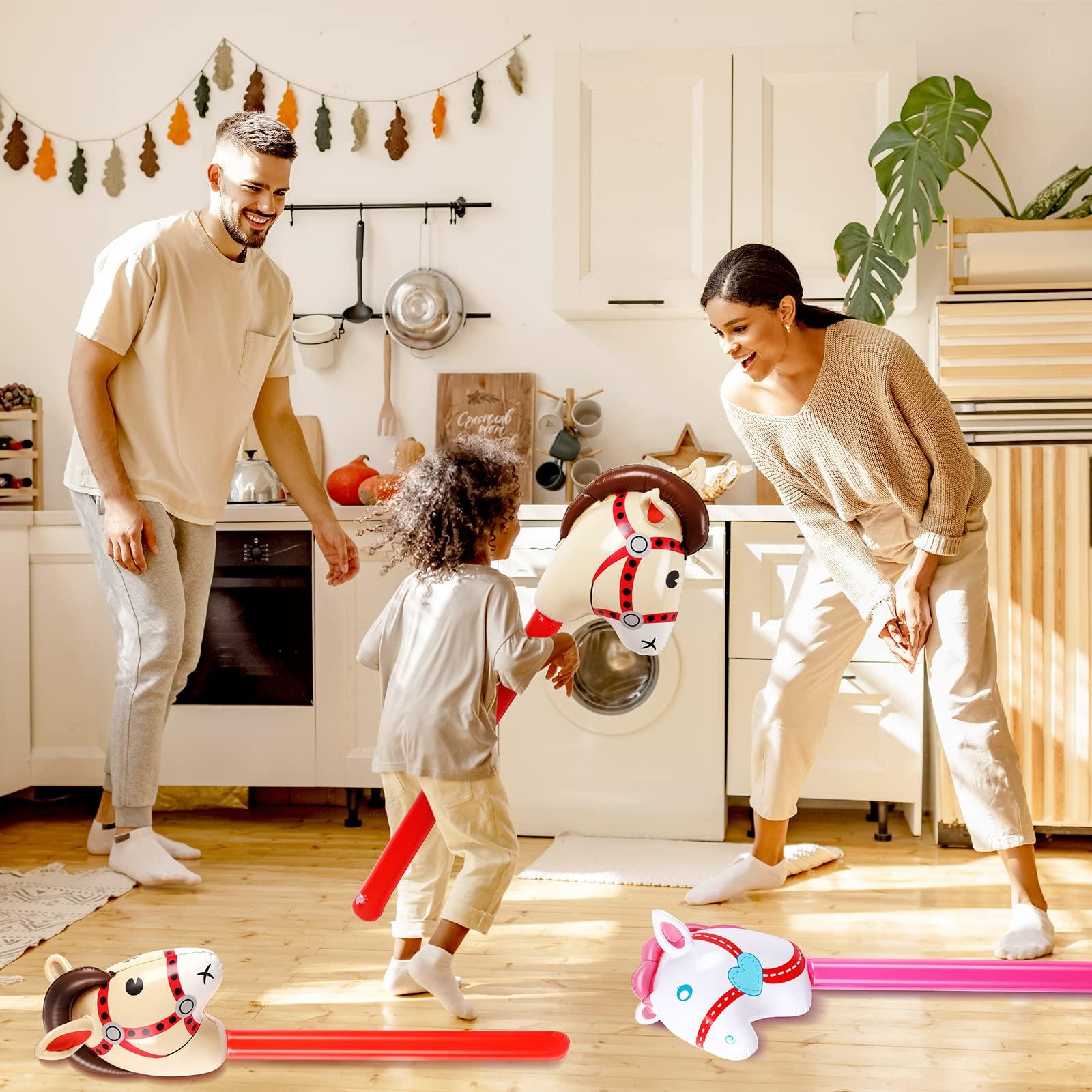 Chivao Chivao 30 Pack Inflatable Stick Horse Toy Horse on a Stick Horse Stick Toy Horse Head Stick Balloon Bulk for Cowgirl Cowboy Western Themed Birthday Party Baby Shower Decorations, 37 Inch (Red Pink)