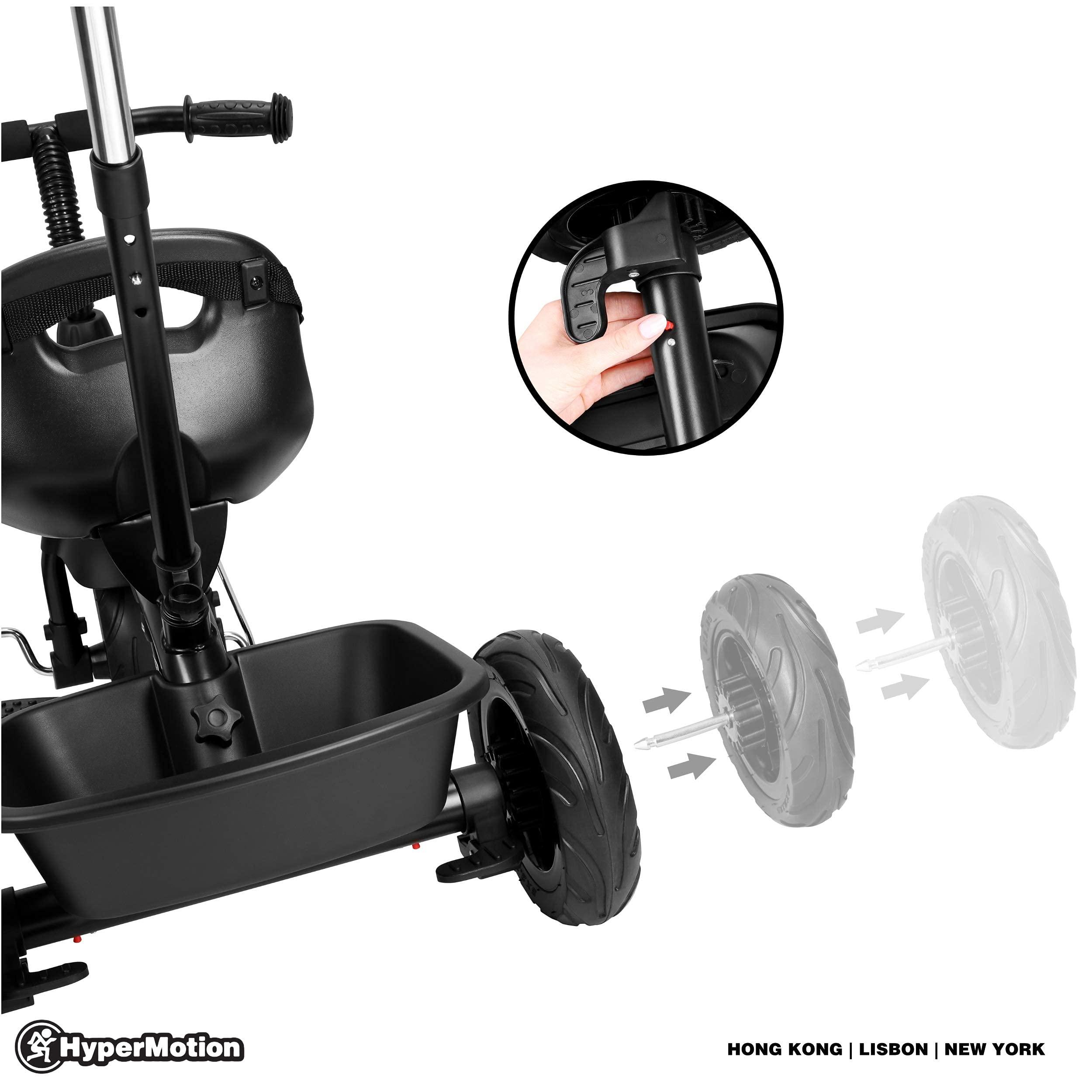 HyperMotion HyperMotion Kids Tricycle with Parent Push Handle, Lightweight Baby Balance Bike Tricycle for Children, Parent Steering Push Handle, Toddler Trike, Black