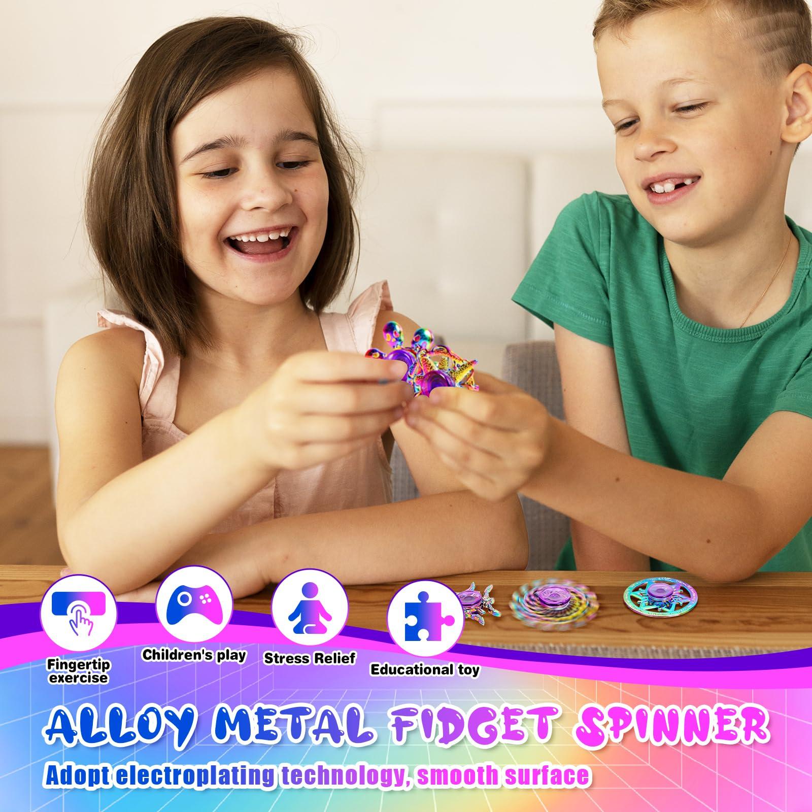 Lerifer 12pack Alloy Metal Fidget Spinner, Fidget Spinner Toy for Kid Adult, Sensory Finget Toys for Stress Relief, Cool Fidget Spinners Bulk, Gift for Kids Adult