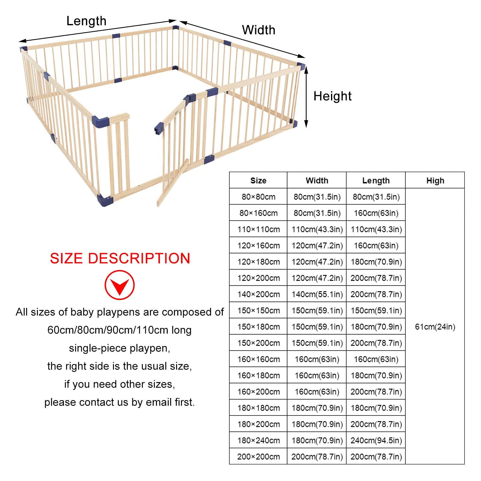 Jolan Baby Playpen Wooden, Anti-fall Safety Baby Fence, with Door, Indoor Outdoor Kids Activity Center Fence, Safety Playard, Playpen for Baby and Toddlers, Breathable/Durable,160180cm