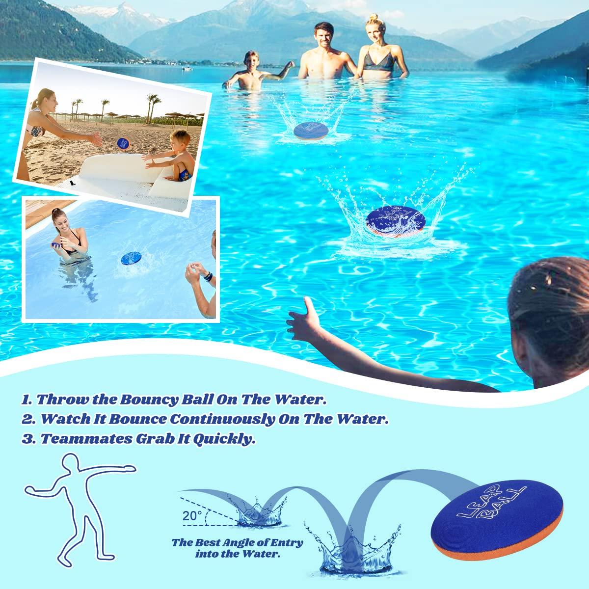 Ryaco Ryaco Leap Ball Water Skipping Ball Pool Balls - 4 Pack Bouncing Ball Beach Ball for All Ages - Extreme Water Bathing Fun with Your Friends & Family at The Beach, Lake, Pool, River or Lake