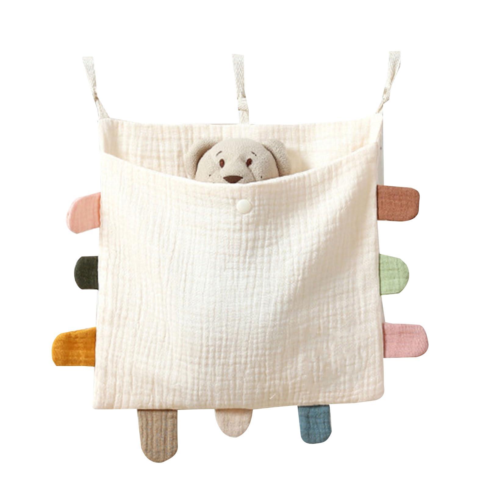 Lily Brown Baby Bed Side Organiser Cotton Bed Storage Bag Baby Essentials Storage Bag Baby Hanging Bag for Baby Nappy Toy Clothes Cotton Organizer