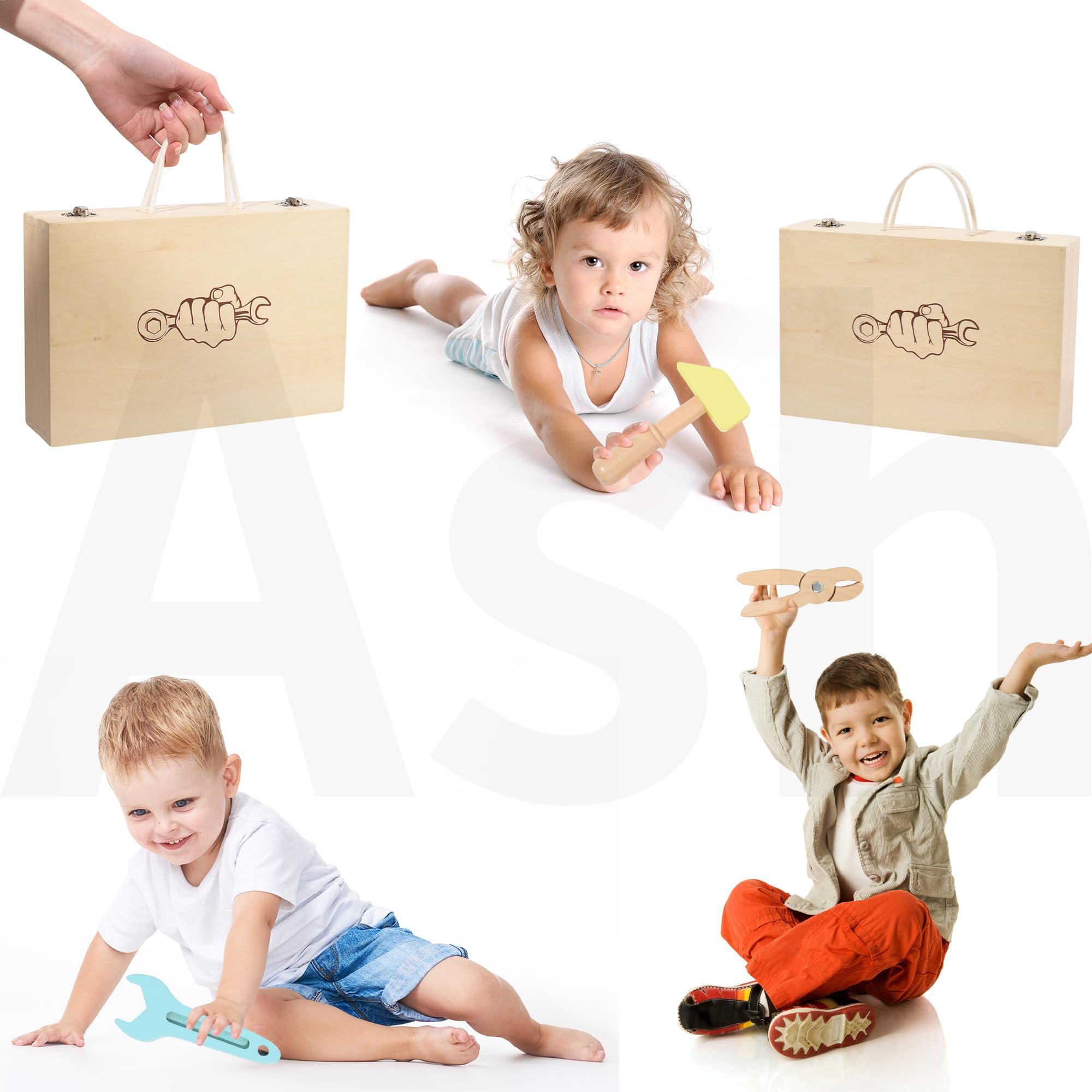 HTWELL HTWELL Kids Montessori Tool Set,Wooden Toy Tool Set for Toddles,Montessori Play Tool Box ,Toddler Tool kit for 3 4 5 6 Years Old Boys Girls