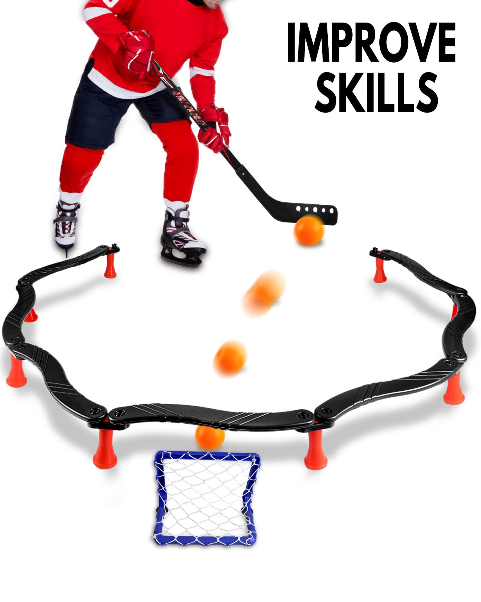 SPORTY PLAY SPORTY PLAY Adjustable Hockey Stick Handling Trainer - Improve Ball Control, Coordination, & Reaction Time - Ideal for Drills & Skill Development