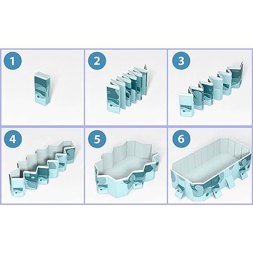 TQQEPOOL Foldable Swimming Pools,Hard Plastic Dog Swimming Pool,Anti-Slip Dog Pool/Pet Pool/Kiddie Pool/Bath Pool for Backyard and Outdoor (Color : Blue, Size : 3m)