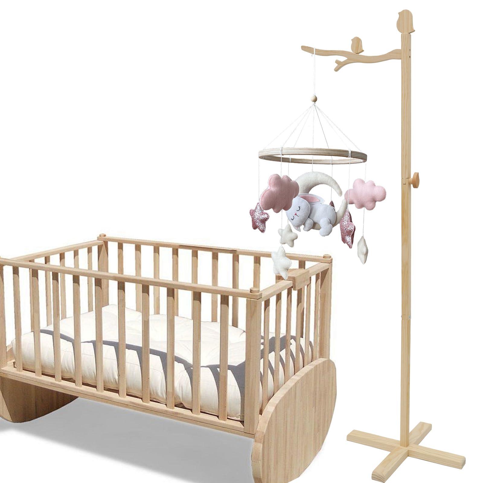 STUIPIUL STUIPIUL Baby Crib Mobile Arm Crib Mobile Holder with/Without Mosquito Net Floor Standing Baby Mobile Holder Arm Nursery Baby Mobile Hanger Easy Installation for Crib Baby Bed Nursery(A)