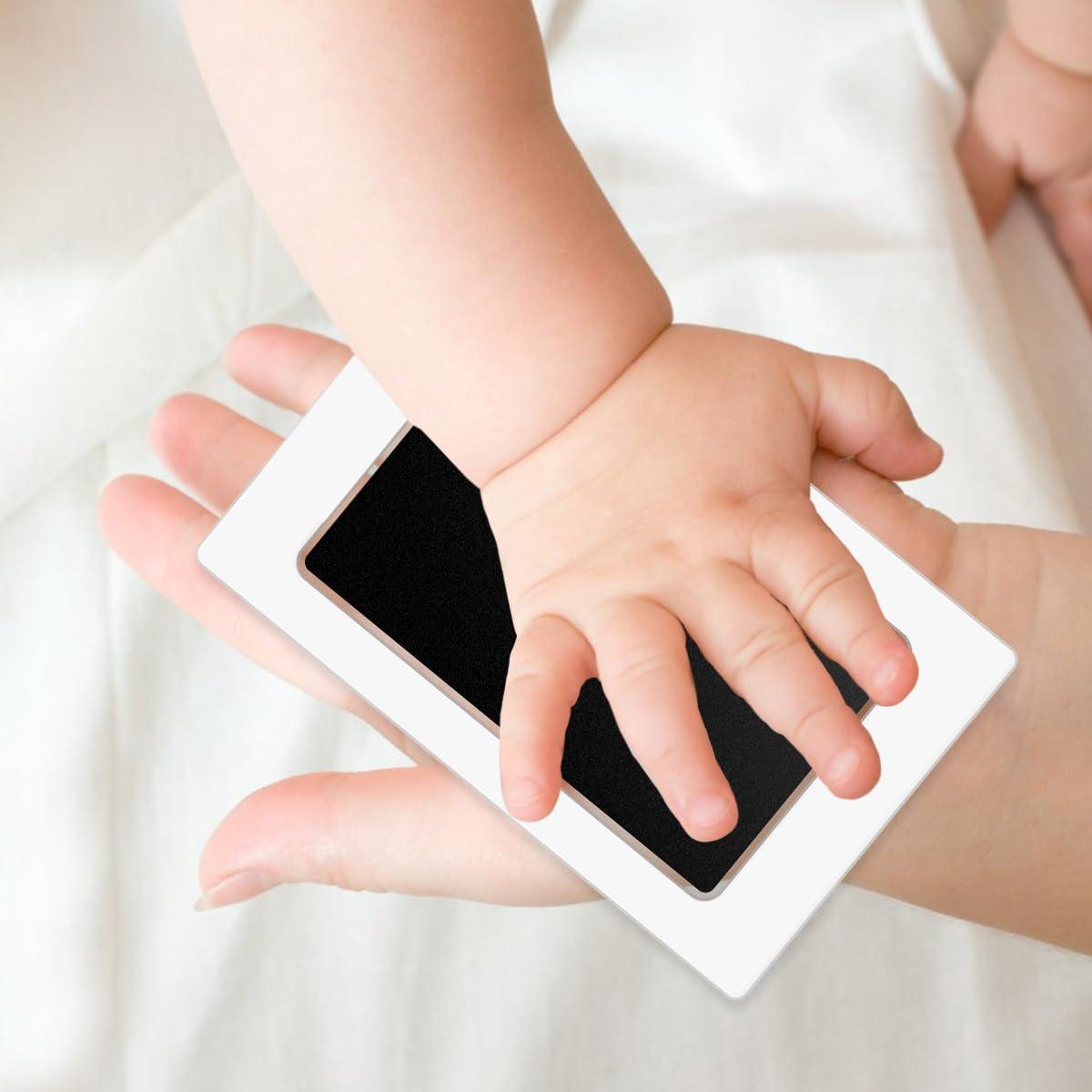 yuntop 2 Pack Inkless Hand and Footprint Kit Ink Pad for Baby Handprint or Footprints Dog Pet Paw Newborn Clean Touch Safe Print Stamp Pads Kit Inkless Hand Imprint Cards Family Memory Keepsake Gift (Black)