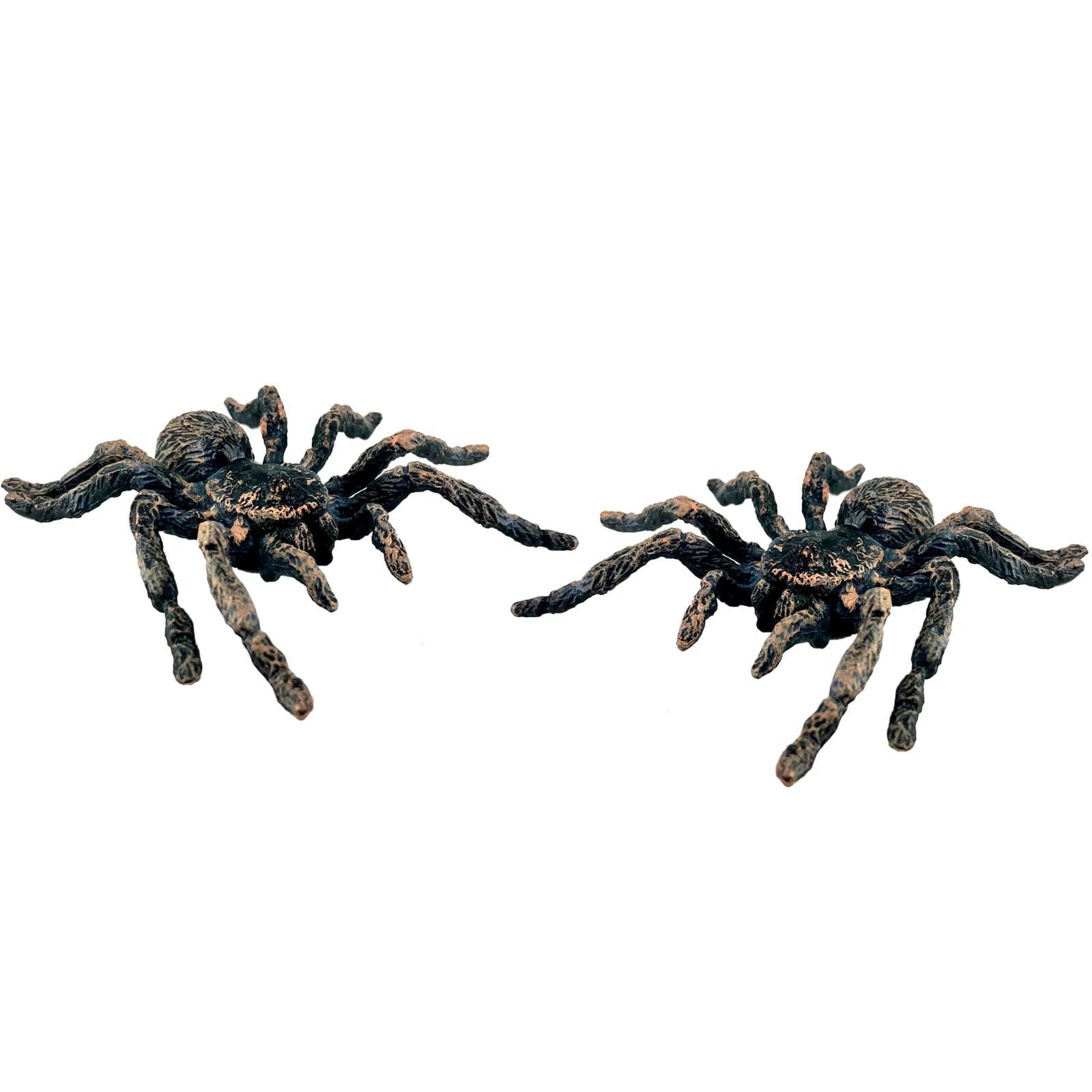 RAXCONN Giant Realistic Spider, Fake Spider, Spider Action Model Lifelike Insect Toy Figures, Halloween Prank Props Party Supplies (Whiteknee Spider 2 Pcs)