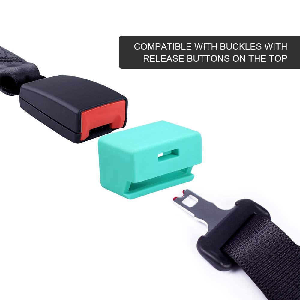 MORLIKE LIVING Morlike Silicone Seatbelt Secure Buckle Safety Cover Lock | Keep Children Safe in Car Seat and Prevent Kids from Accidentally Unbuckling | Buckle Guard Fits Almost Vehicles (Light Blue, 2 Pack)