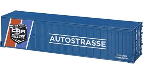 Hot Wheels Hot Wheels Strasse, Autobahn, Autostrasse Container Set, 5 1:64 Scale Cars in Collectible Container, Metal/Metal & RealRiders, for Collectors