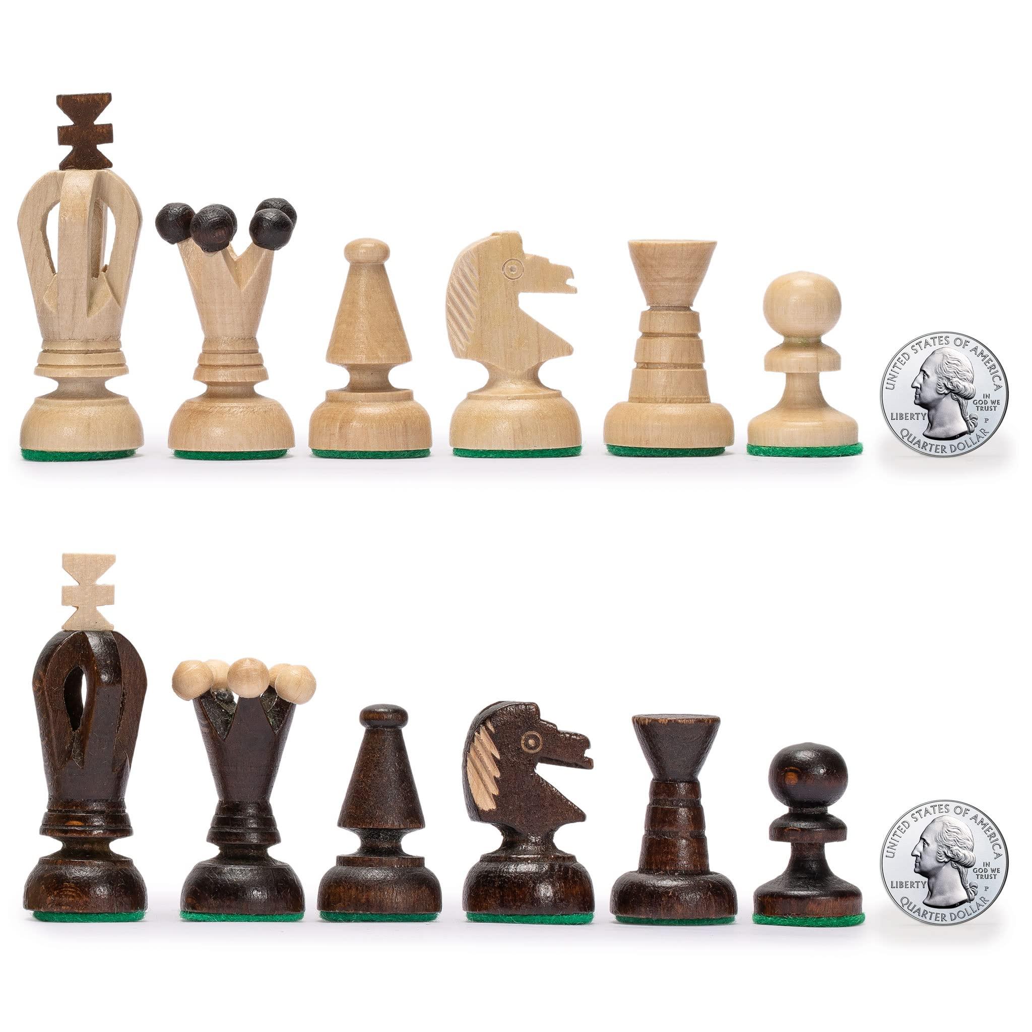 Husaria Husaria European International Chess Wooden Game Set, King\'s Continental - 11.3-Inch Small Size Chess Set with Folding Board and Felt Bottom Chessmen