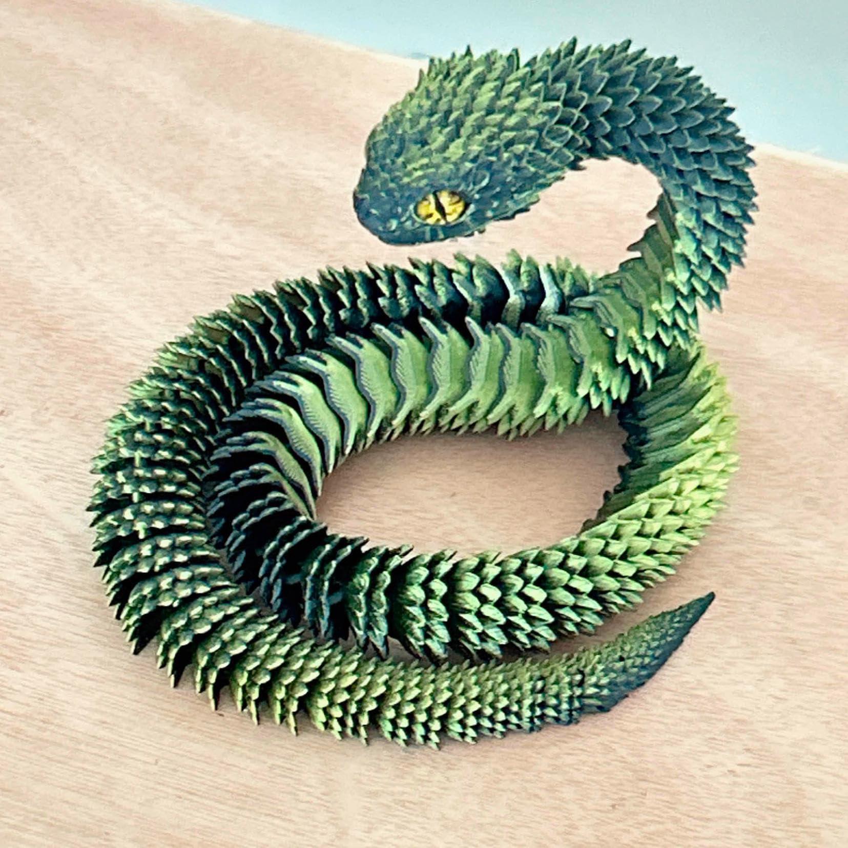 Waycin 3D Printed Animals Set 3D Printed Snake Toys 3D Printed Articulated Flexible Fidget Toy 3D Printed Animals Exquisite Cute Pet Toy Adults Fidget Toys 3D Printed Animal Figurine Fidget Toy (ColorK 30cm)