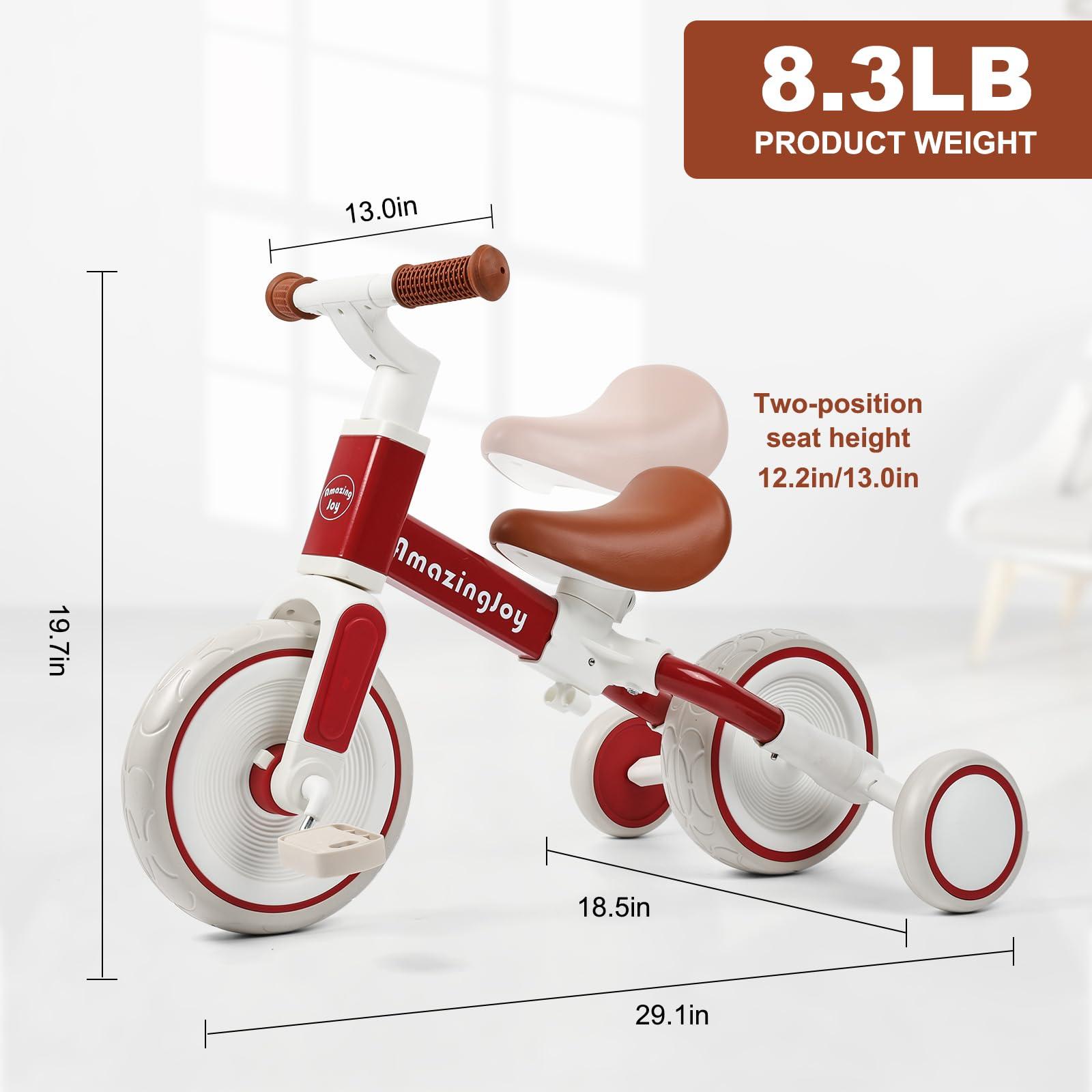 AmazingJoy AmazingJoy Tricycle for Toddlers 1-3 Year Old,Toddler Trike,4 in 1 Baby Balance Bike for 2 3 4 Year Old Girls,Kids Bikes Toys with Easy Assembly Removable Pedal Birthday Gifts for Christmas
