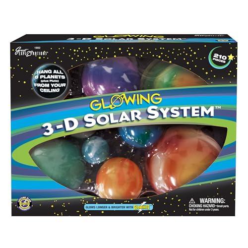 University Games Great Explorations | 3-D Solar System Glow In The Dark Ceiling Hanging Kit 3D Planets and Star Stickers Create the Milky Way Teach Science STEM