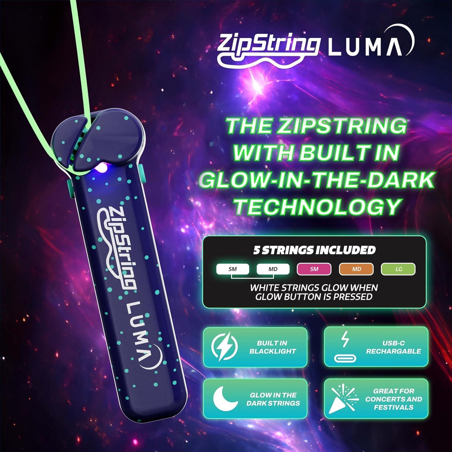 ZipString ZipString Luma - The Patented Glow-in-The-Dark Toy That Flies a Loop of String, Creates Endless Shapes and Tricks Built-in LED for Glowing Fun. Perfect STEM Gift for Kids & Adults. Wonderment Awaits