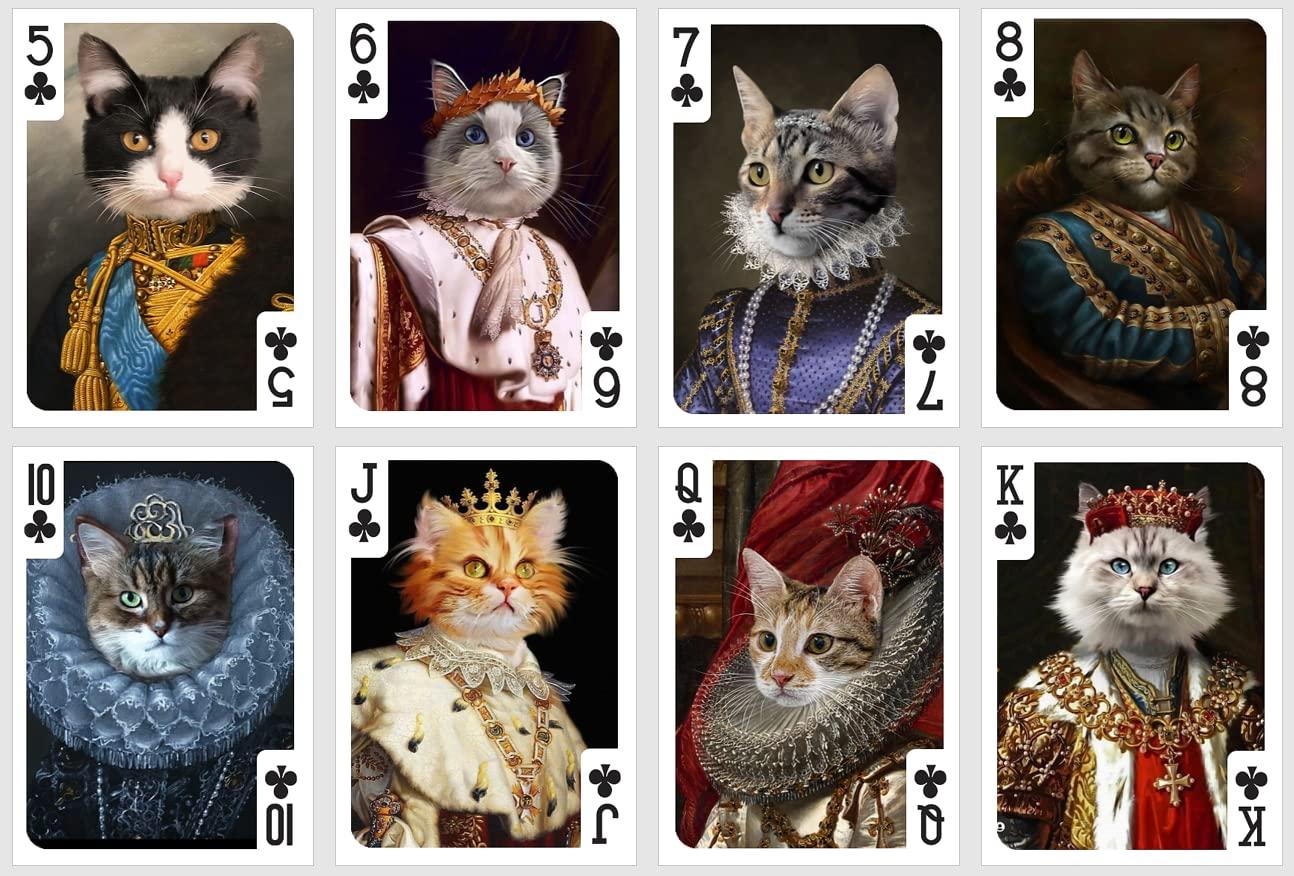 Generic Royal Pets Playing Cards. Renaissance cat and Dog Portraits. Playing Cards with Cats and Dogs.
