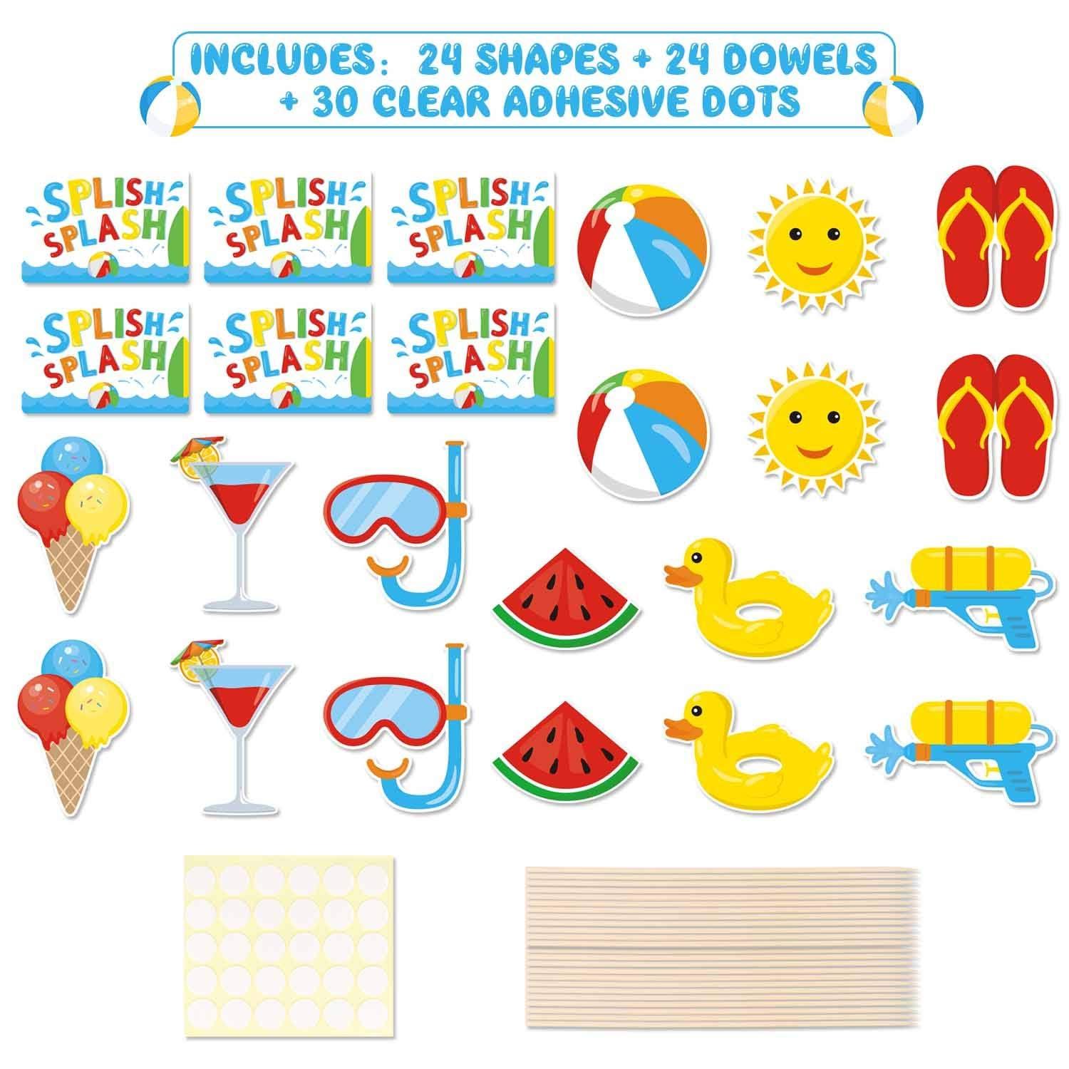 Bessmoso Bessmoso 24Pack Beach Ball Birthday Party Centerpiece Sticks Table Toppers, Splish Splash Party Decorations, Summer Beach Ball Party Favor Pool Party Supplies