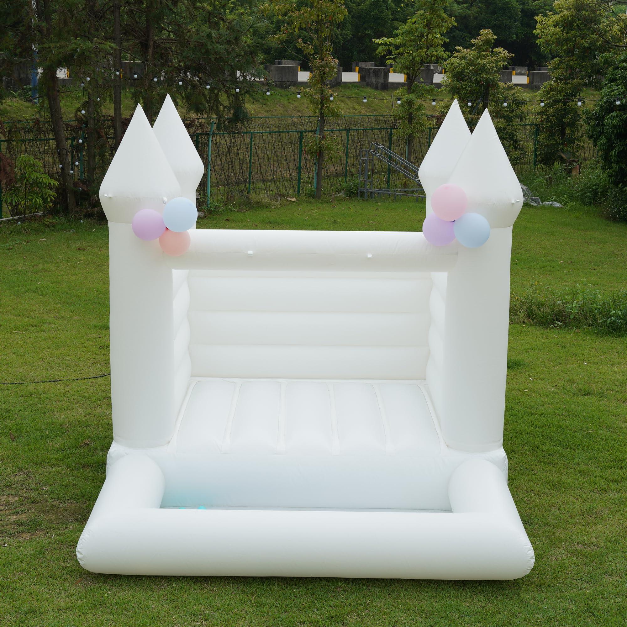 Blatesic Blatesic White Bounce House with Ball Pit for Kids,Inflatable White Bounce House with Blower for Yard, Bounce House for Wedding, Birthday, Baby Shower Business Photography(13x10x10FT)