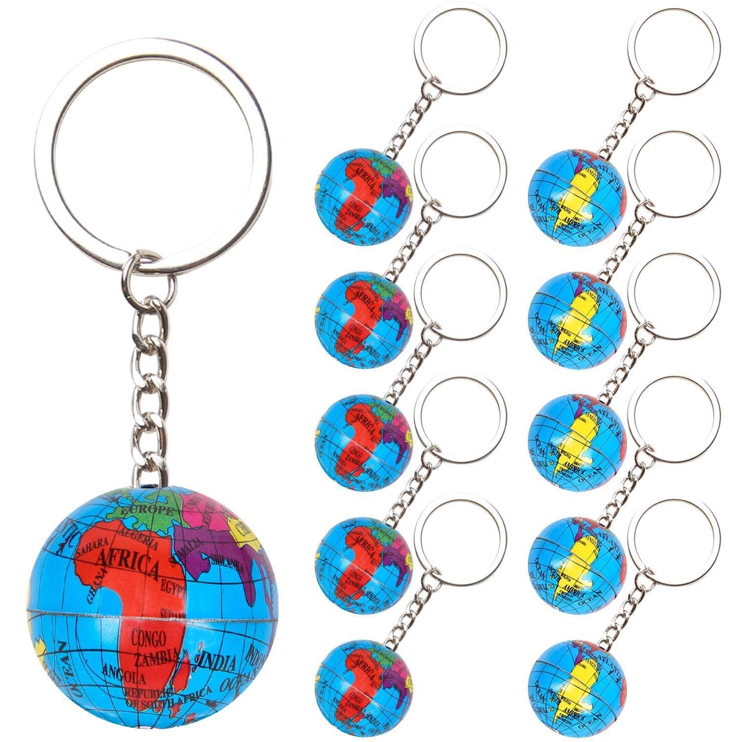 PROLOSO PROLOSO 48 Pcs Globe Keychains Bulk for Kids World Planet Earth Theme Keyrings Toy 1 Inch