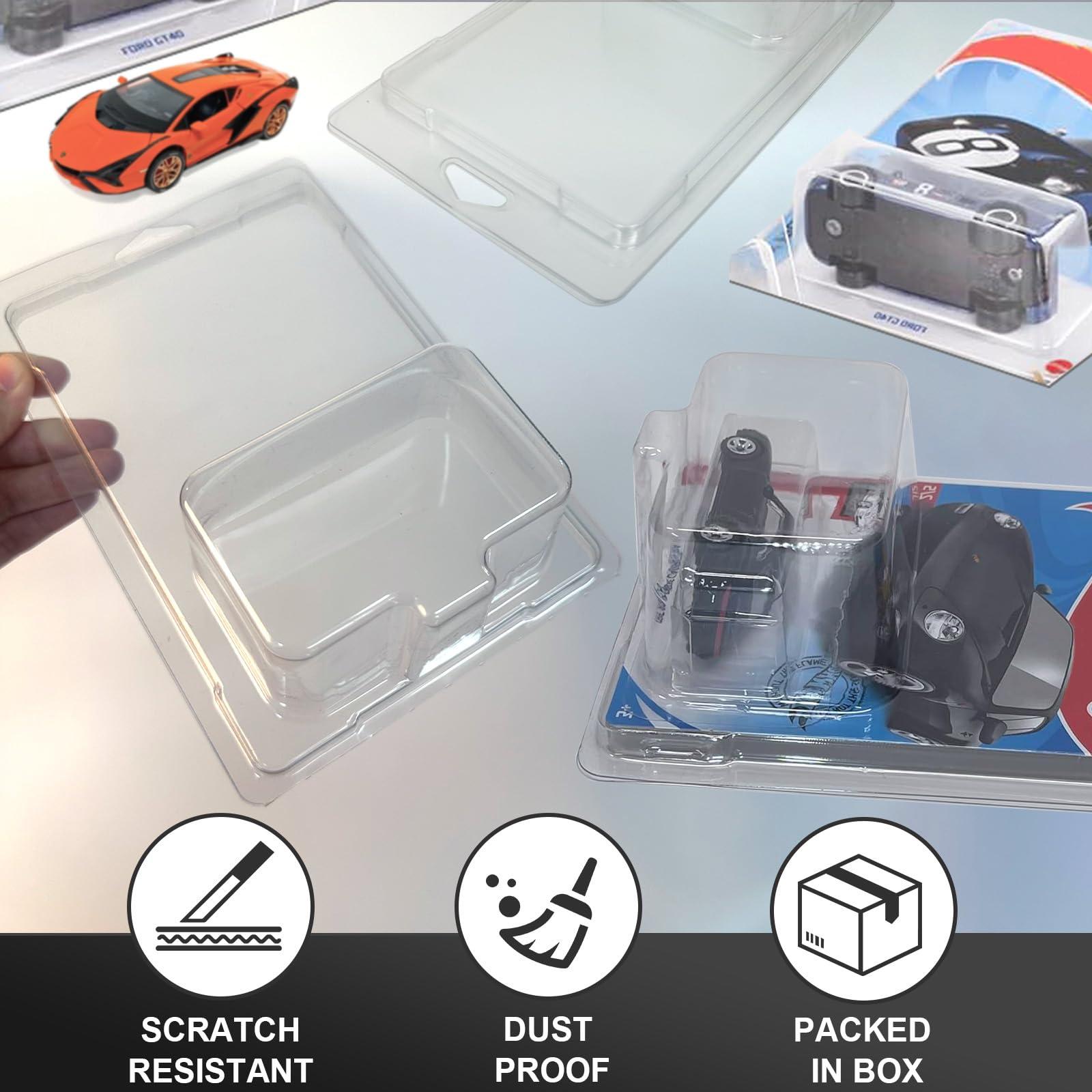 Acfunique 25 Pcs Protector Case Compatible with Hot Wheels Display Case Storage Case Plastic Model Car Clamshell Cases Display Clear Die Cast Car Blister Pack Covers Protector for Hotwheels Toy Car Set