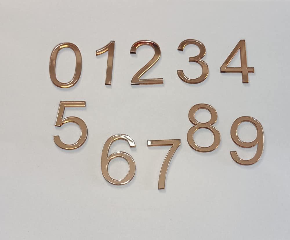 Yuxuanish Rose Gold Mirror Acrylic Numbers 0-9,Wedding Table Numbers,DIY Acrylic Cake topper Numbers