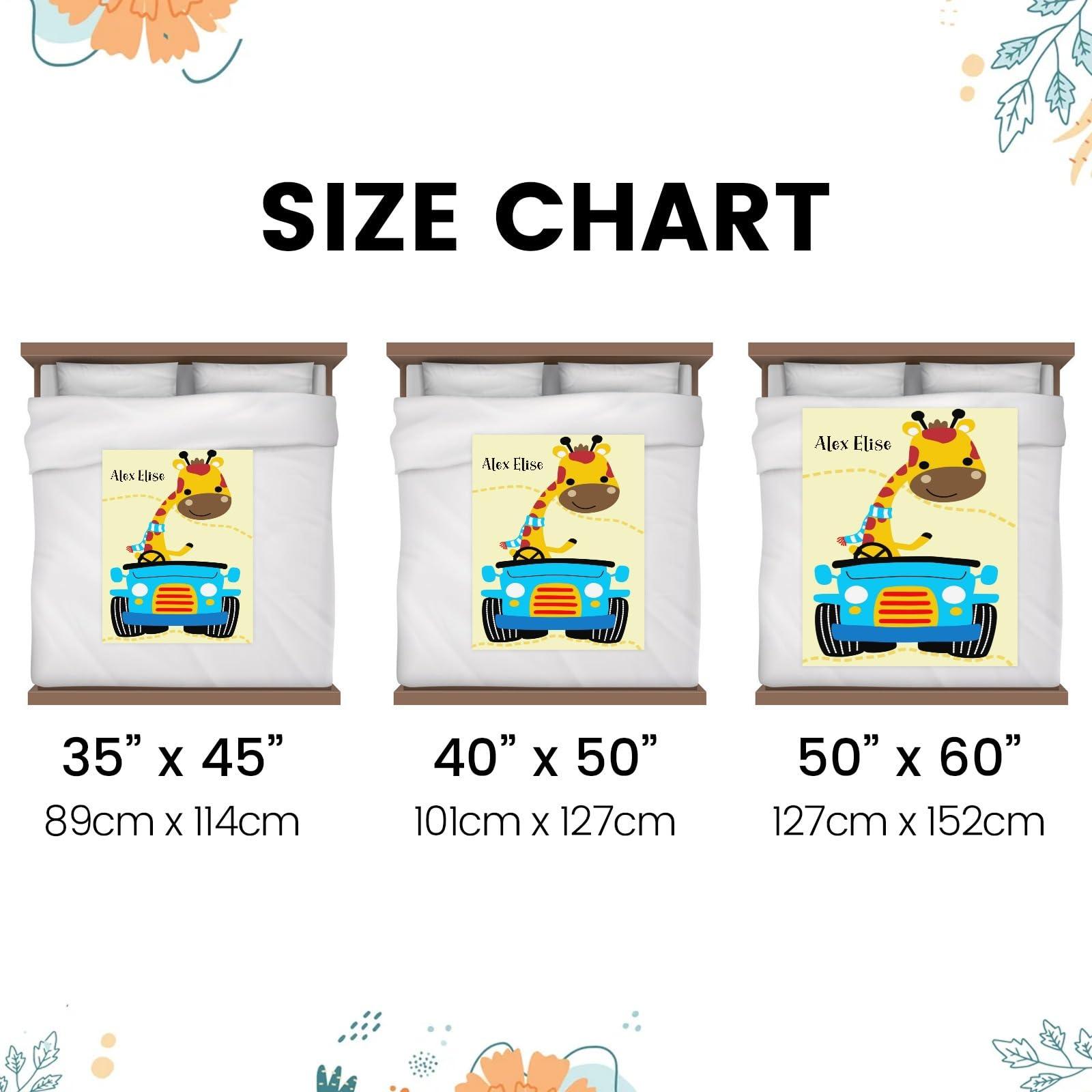 Joyestore Giraffe Cartoon Car Personalized Baby Blanket Boys Girls Soft Minky Blanket Double Layer Dotted Custom Newborn Shower Gifts 35X45 in