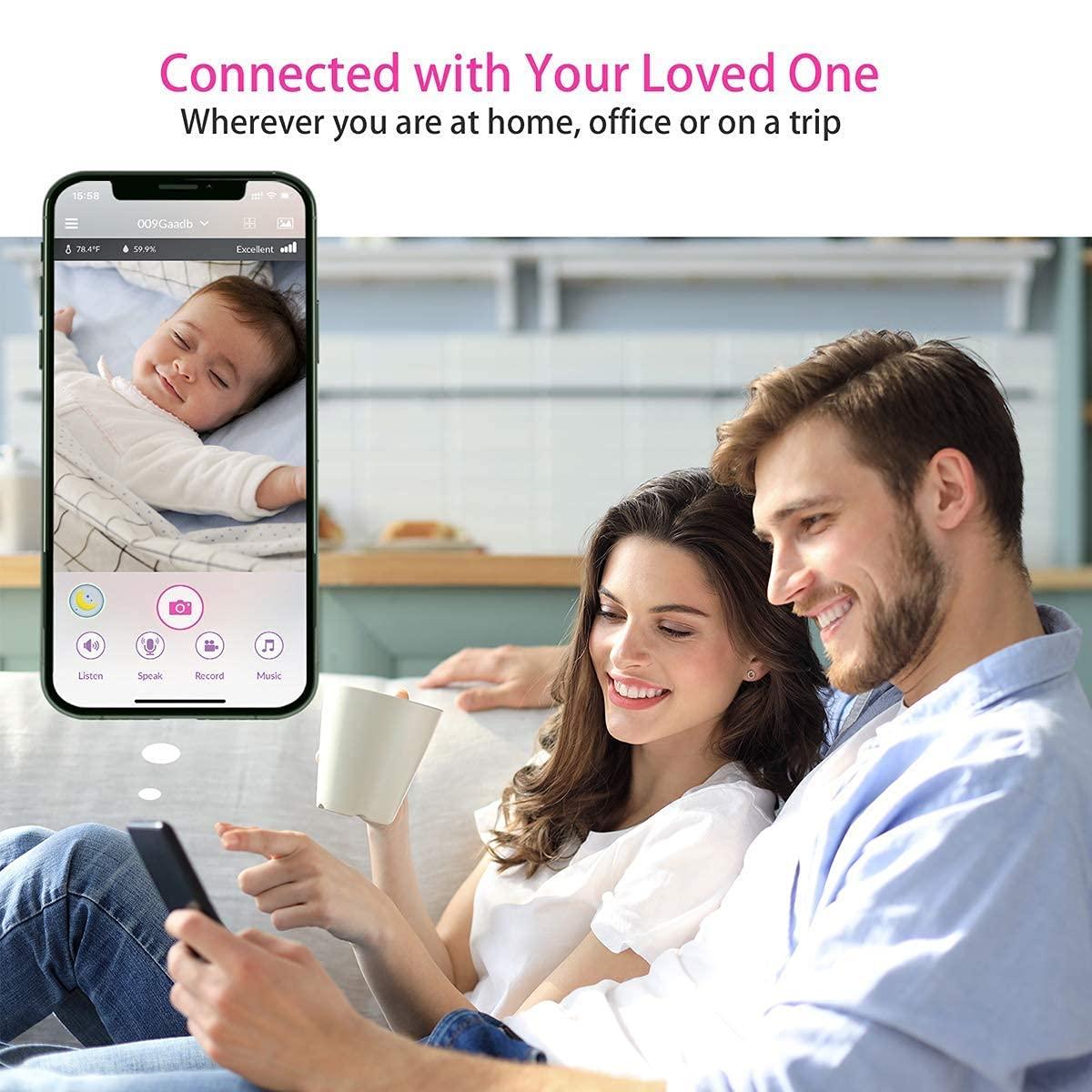 iBaby iBaby M8 2K Smart Baby Monitor, 355 Pan 110 Tilt and 2-Way Talk, Video Baby Monitor with Crying and Motion Alerts, Moonlight Projector, Temperature/Humidity Alerts, for iOS/Android